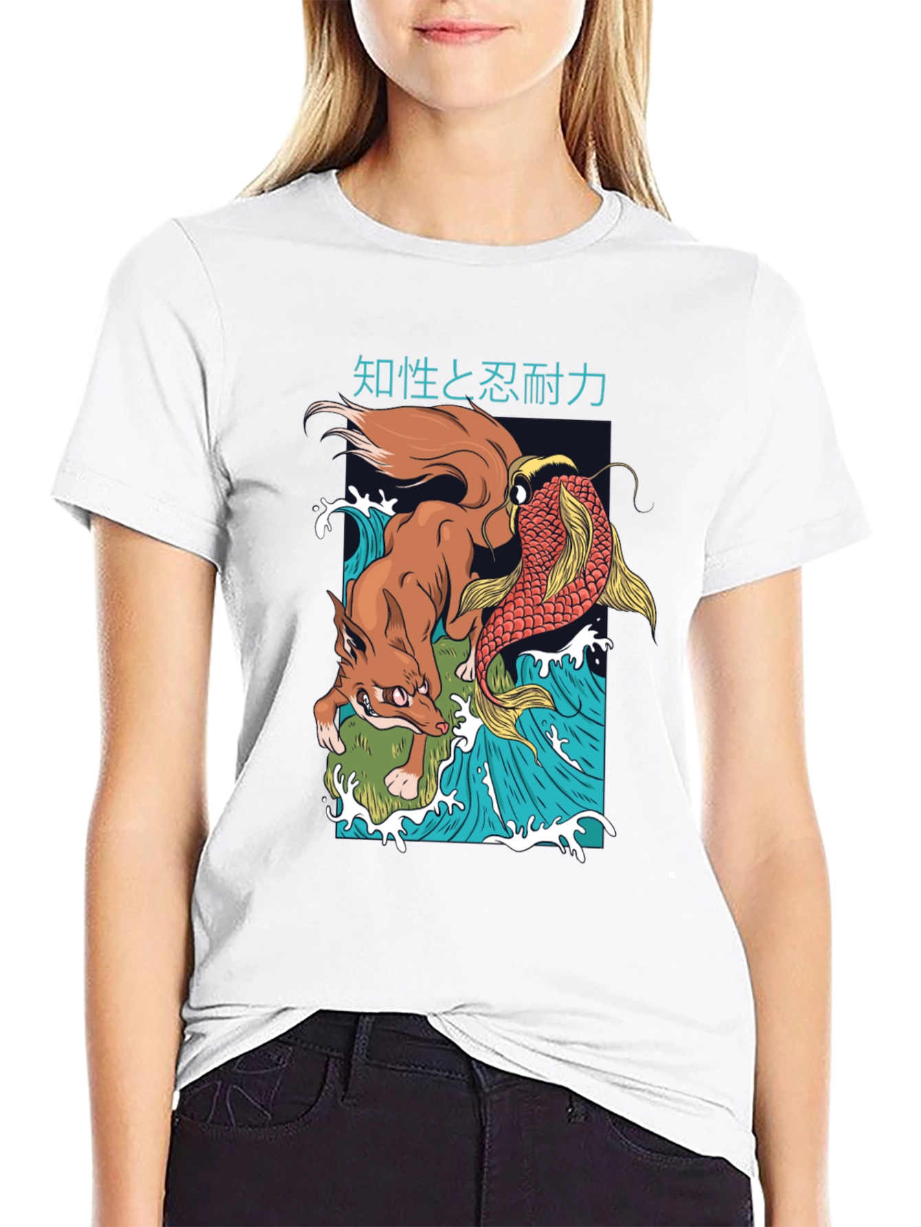 Fox and Koi Carp T-Shirt - Japanese Inspired Design