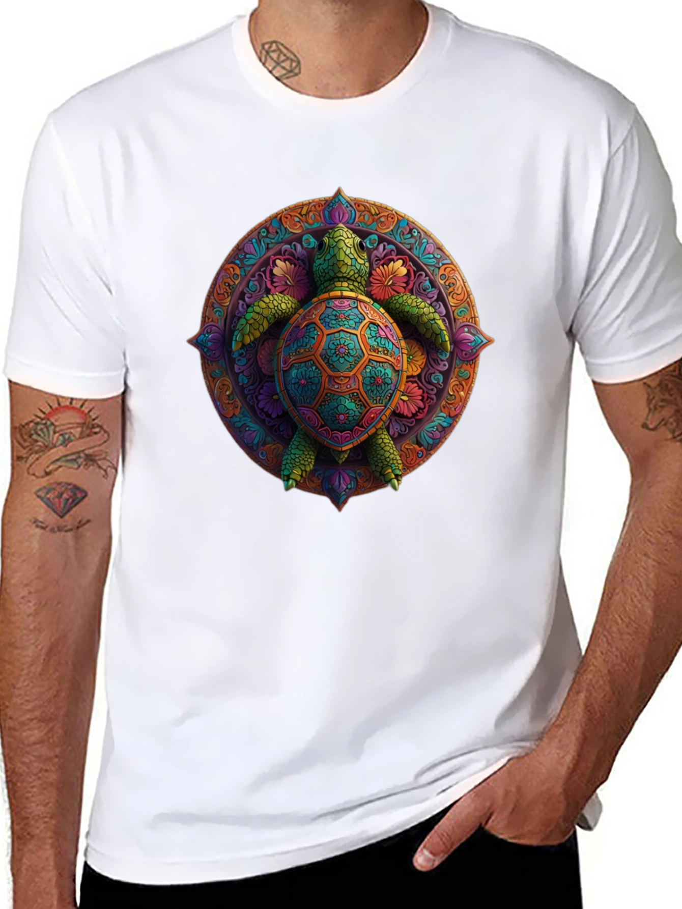 Turtle Mandala Graphic Tee - Black