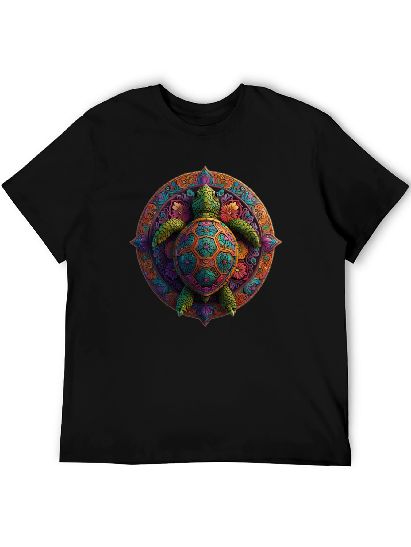 Turtle Mandala Graphic Tee - Black
