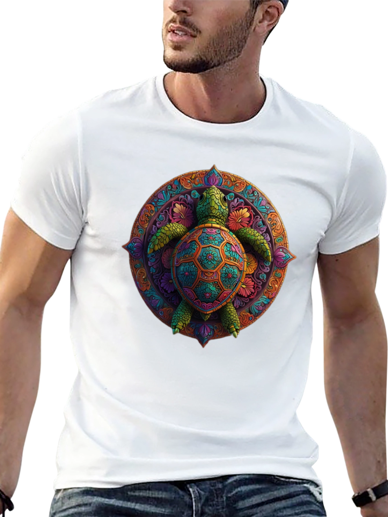 Turtle Mandala Graphic Tee - Black