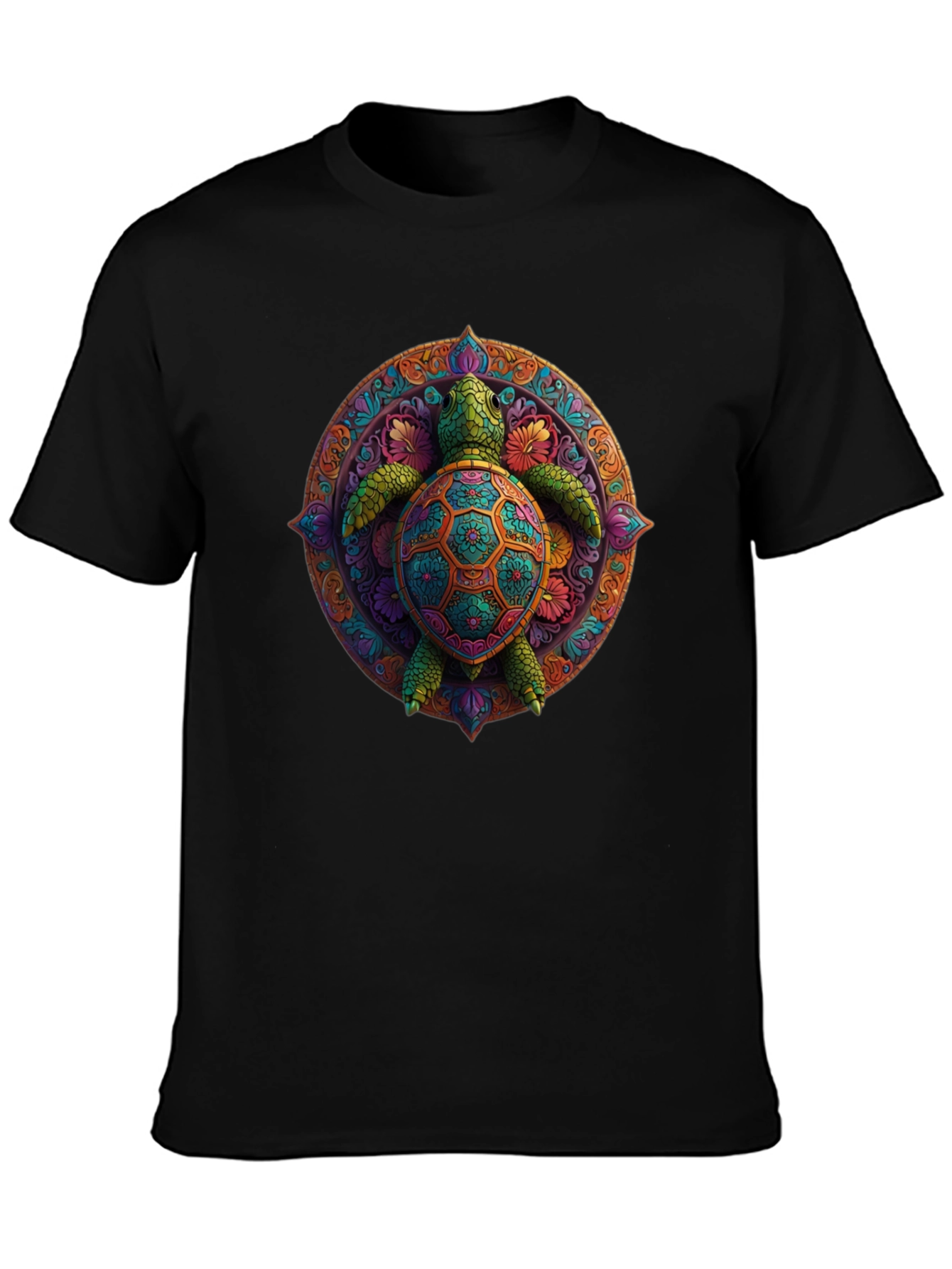 Turtle Mandala Graphic Tee - Black