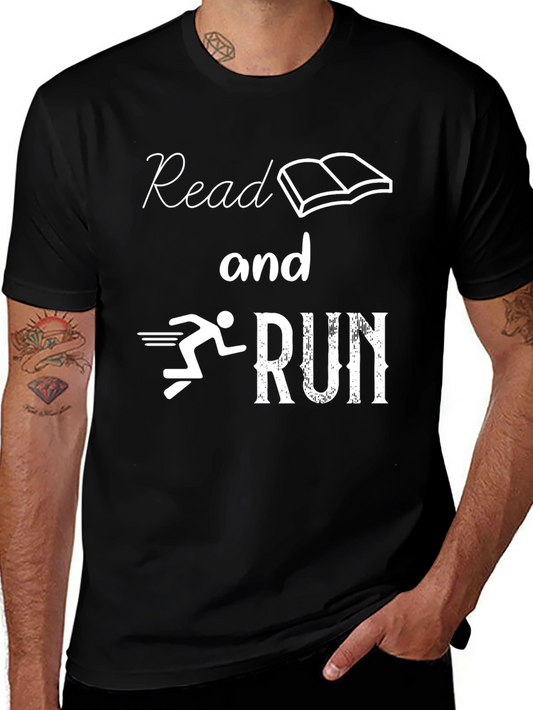 Read and Run Graphic Tee - Black Cotton Blend T-Shirt