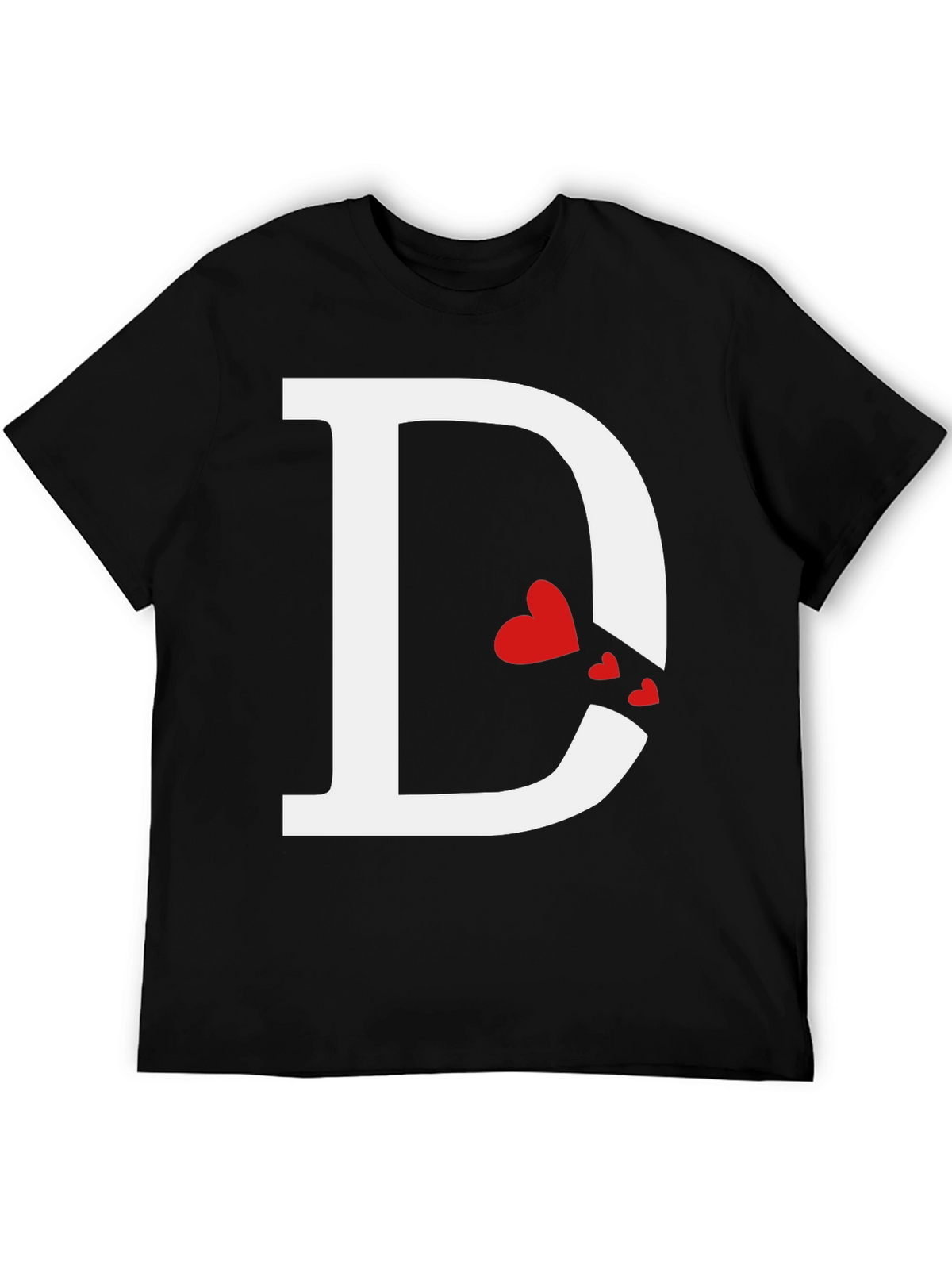 Initial D Heart Print T-Shirt - Black