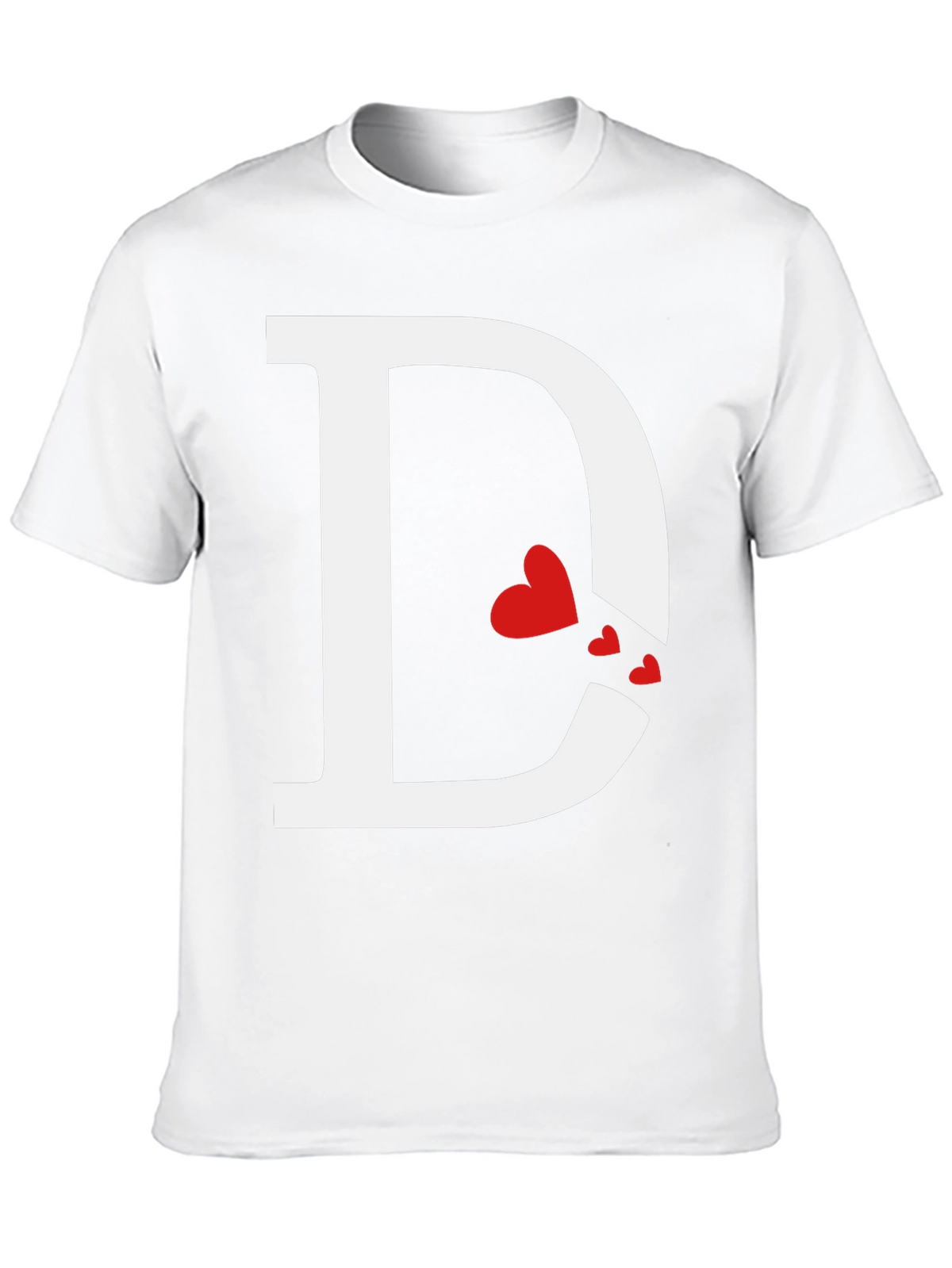 Initial D Heart Print T-Shirt - Black