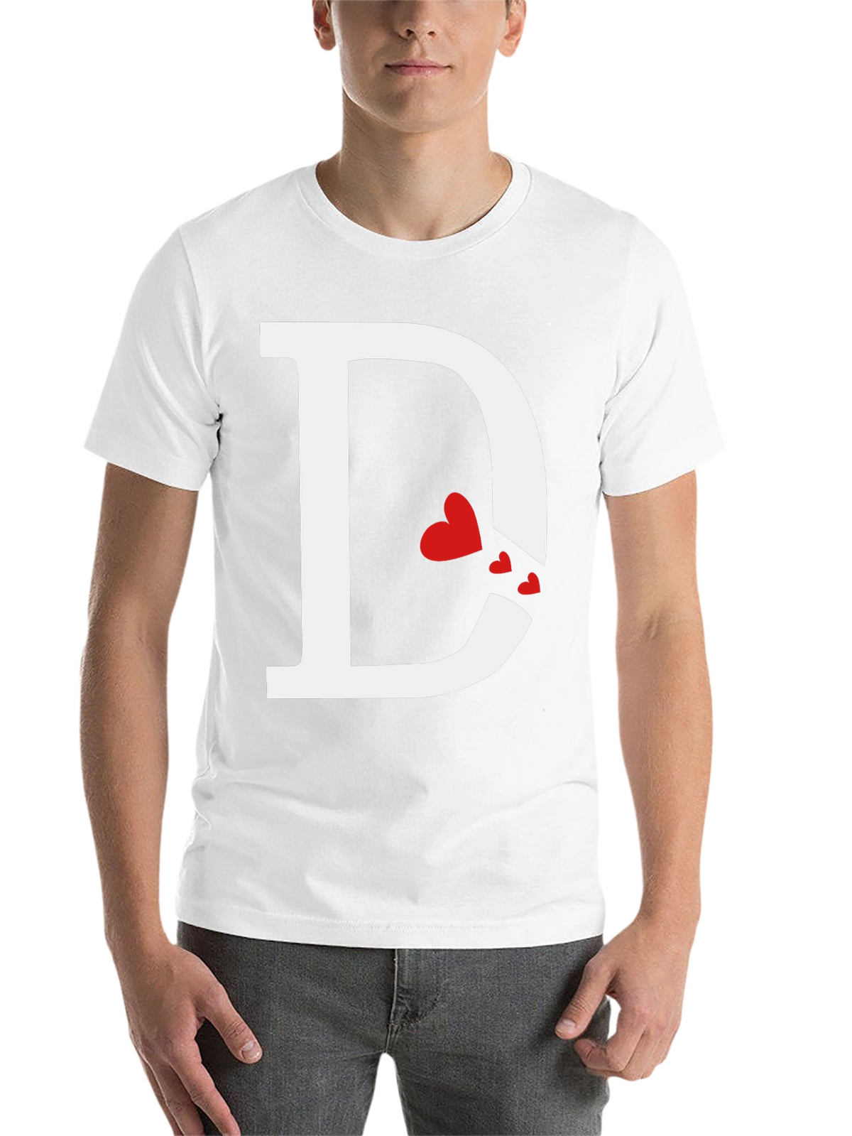 Initial D Heart Print T-Shirt - Black