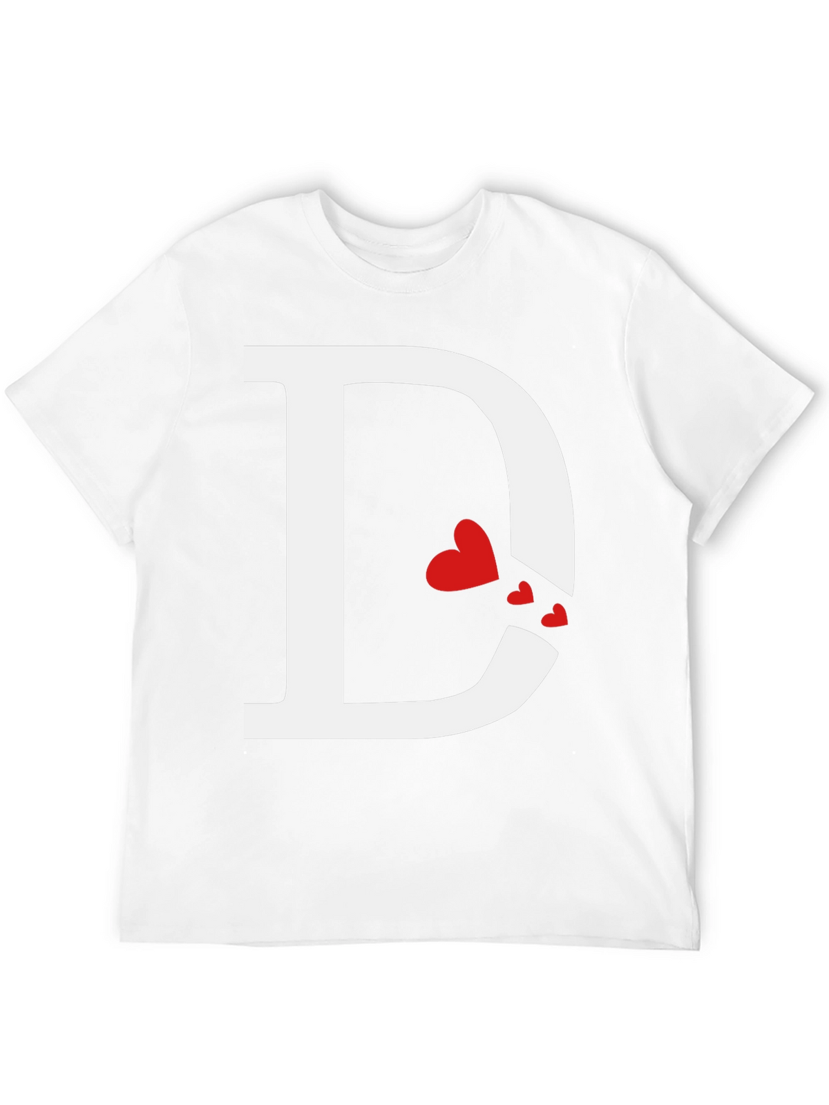 Initial D Heart Print T-Shirt - Black