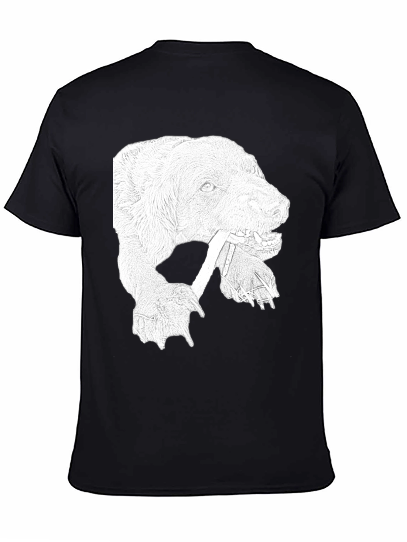 Dog with Bone Graphic Tee - Black Cotton T-Shirt