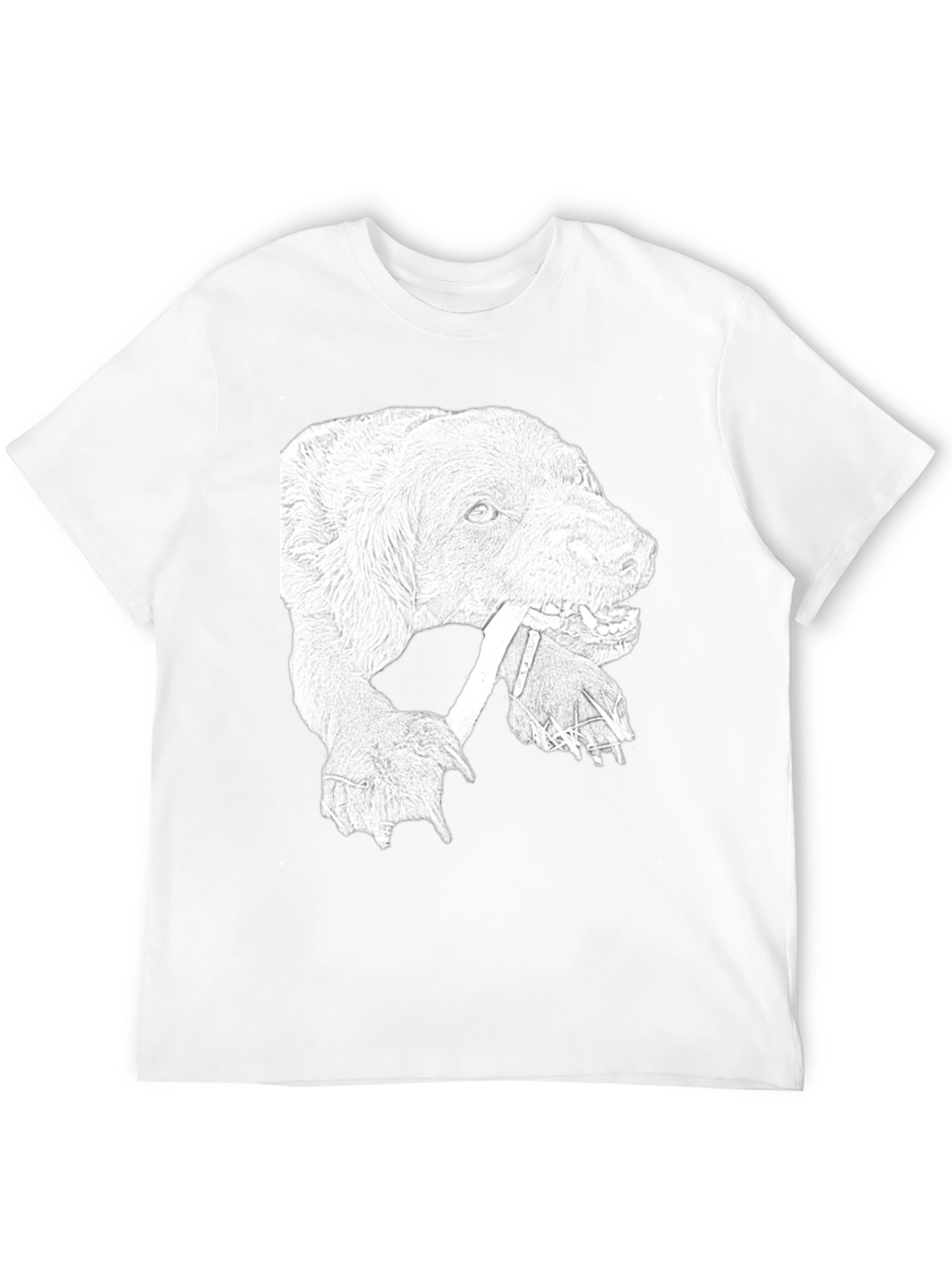 Dog with Bone Graphic Tee - Black Cotton T-Shirt