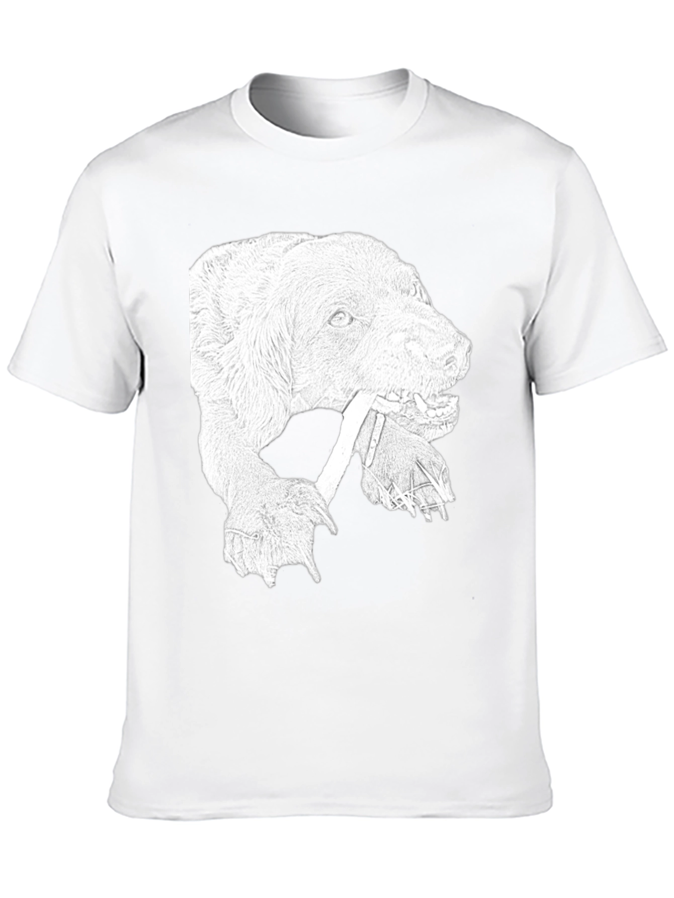Dog with Bone Graphic Tee - Black Cotton T-Shirt