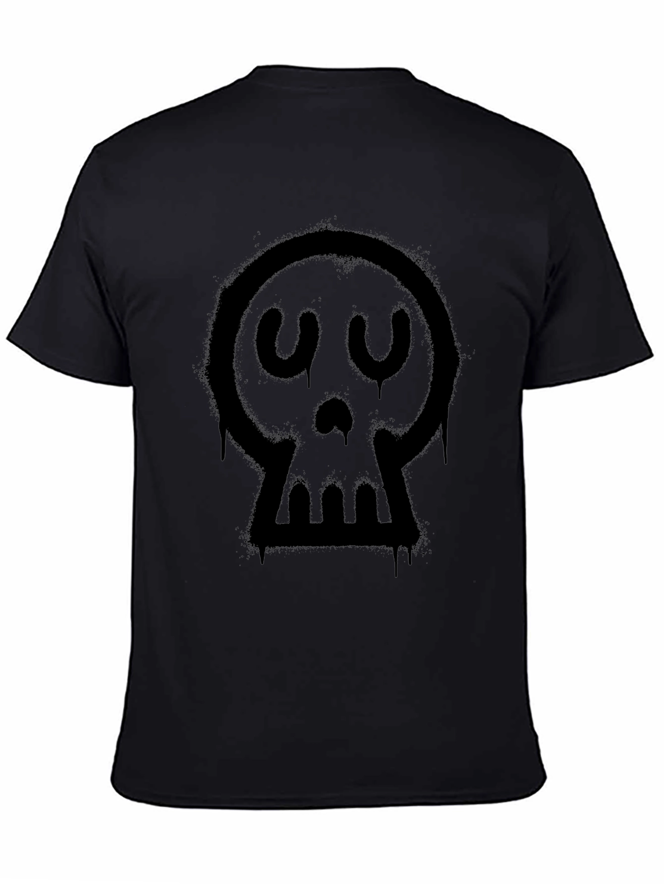 Spray Paint Skull Graphic Tee - Black Cotton Blend