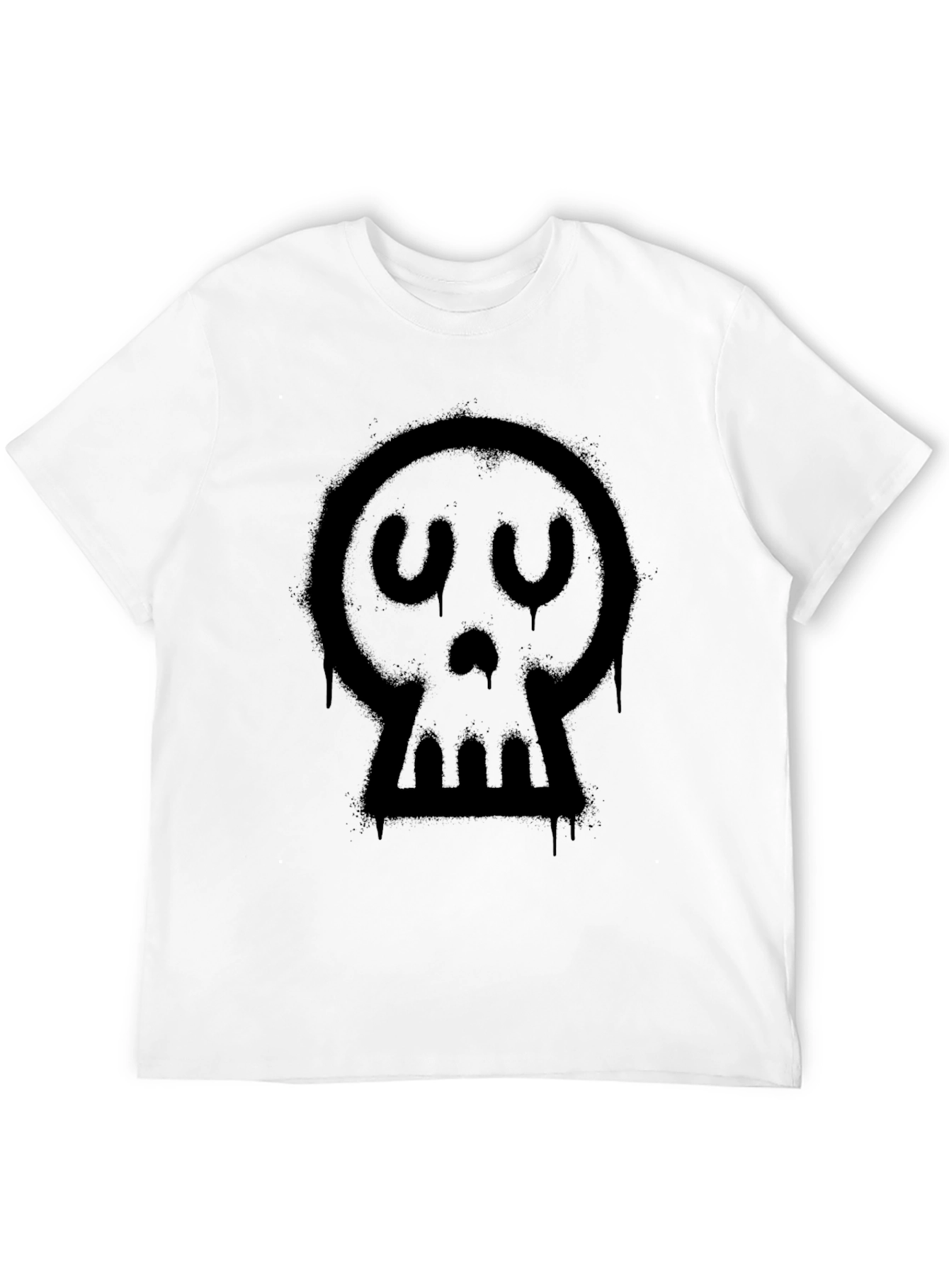 Spray Paint Skull Graphic Tee - Black Cotton Blend