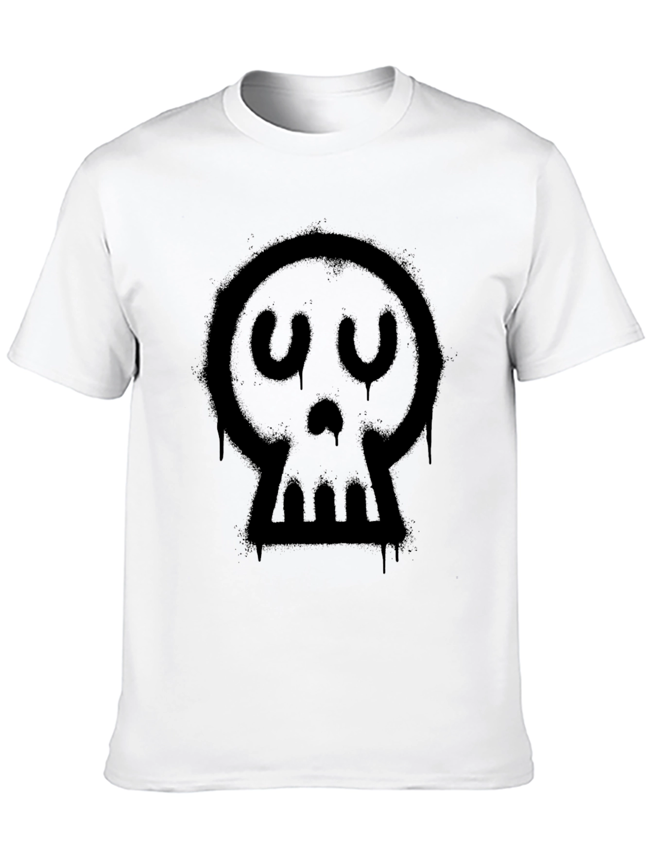 Spray Paint Skull Graphic Tee - Black Cotton Blend