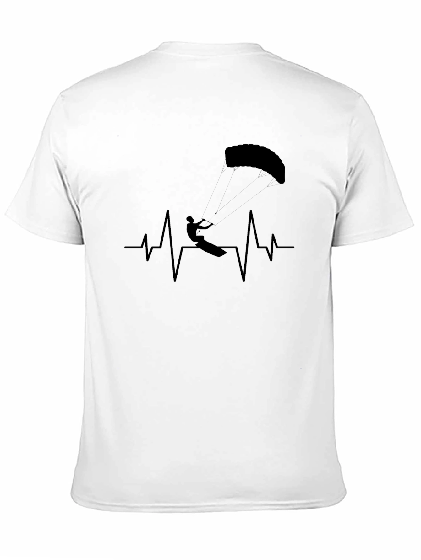 Kiteboarding Heartbeat T-Shirt - Black Graphic Tee