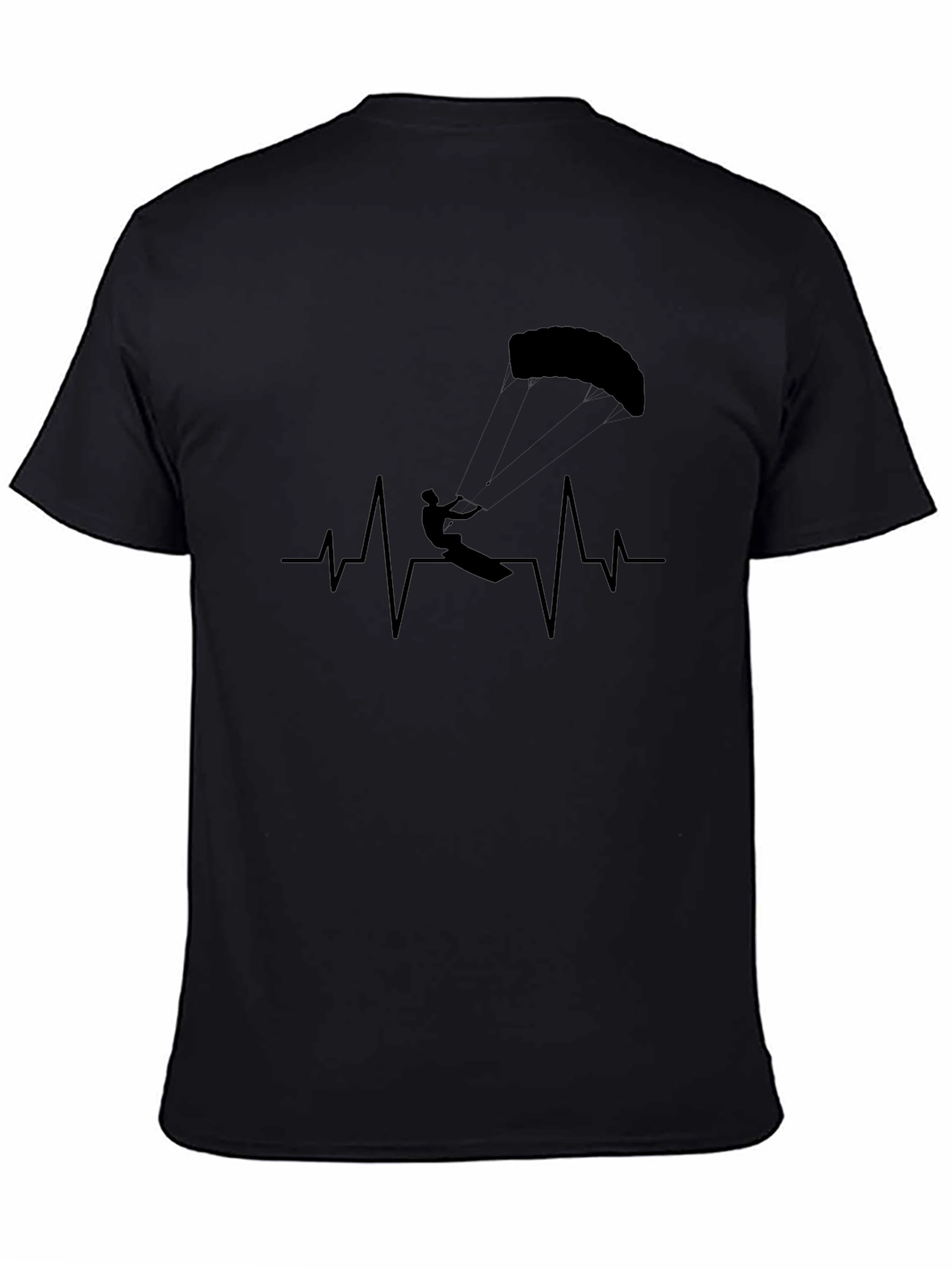 Kiteboarding Heartbeat T-Shirt - Black Graphic Tee