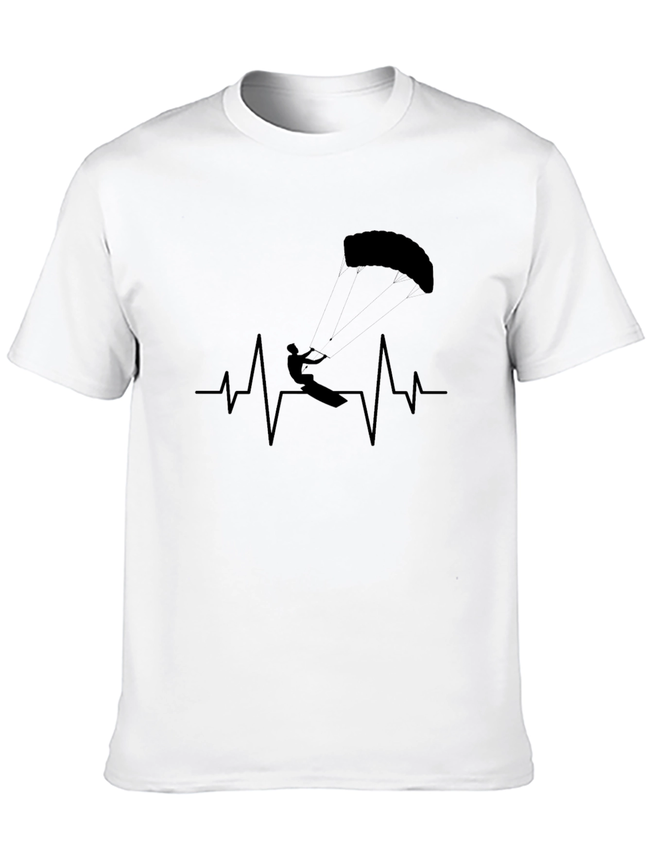 Kiteboarding Heartbeat T-Shirt - Black Graphic Tee