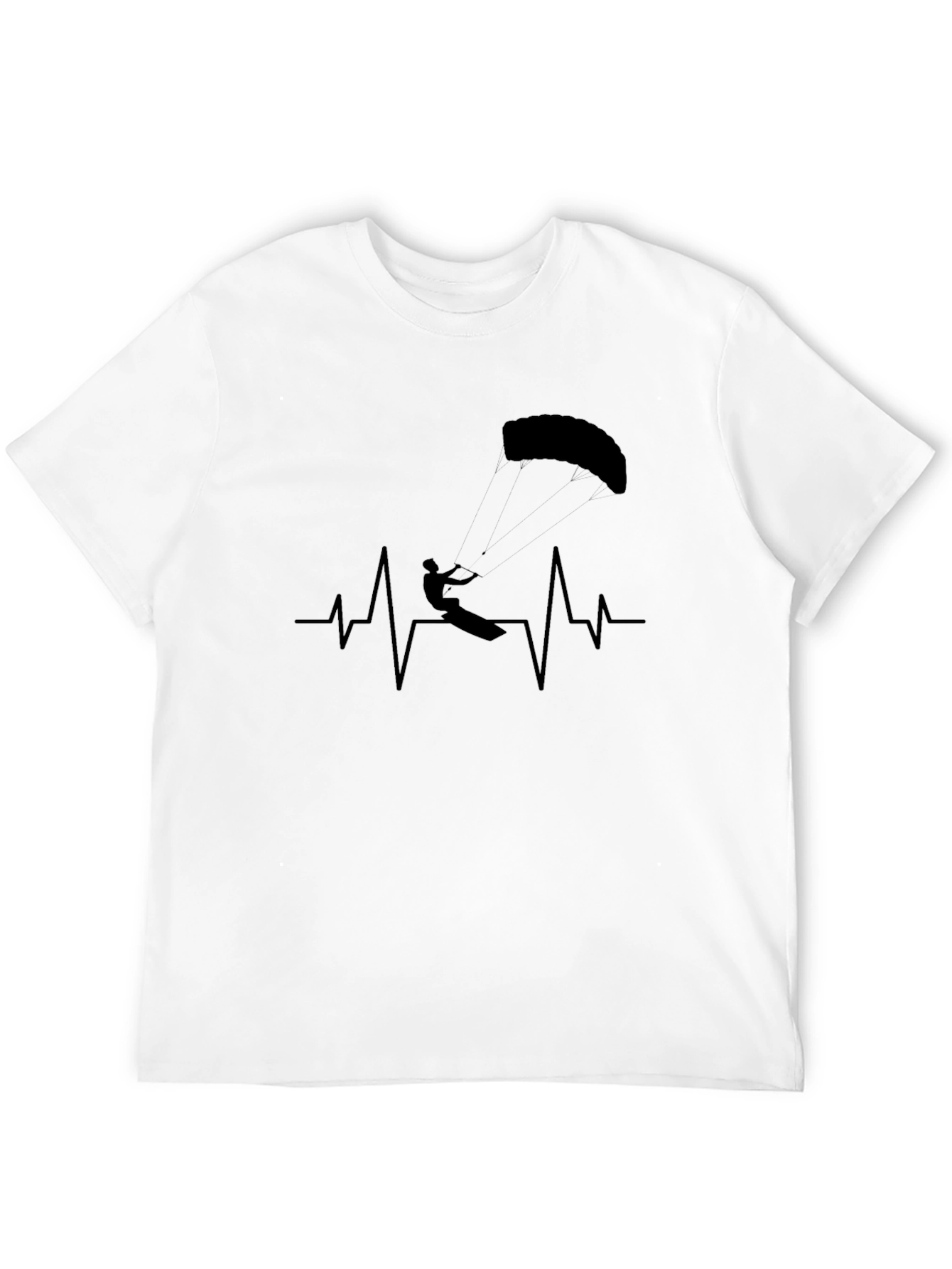 Kiteboarding Heartbeat T-Shirt - Black Graphic Tee