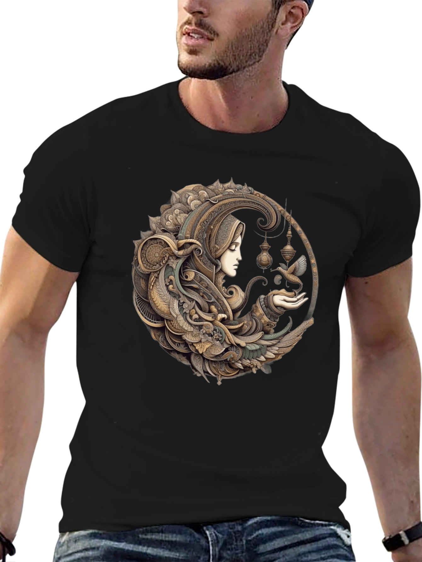 Art Nouveau Woman & Dove Graphic Tee