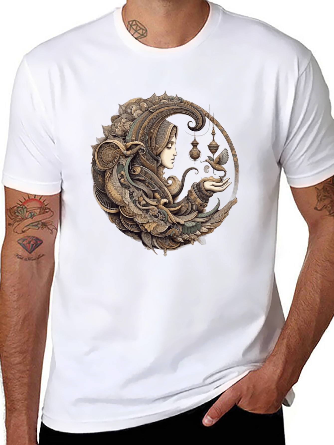 Art Nouveau Woman & Dove Graphic Tee