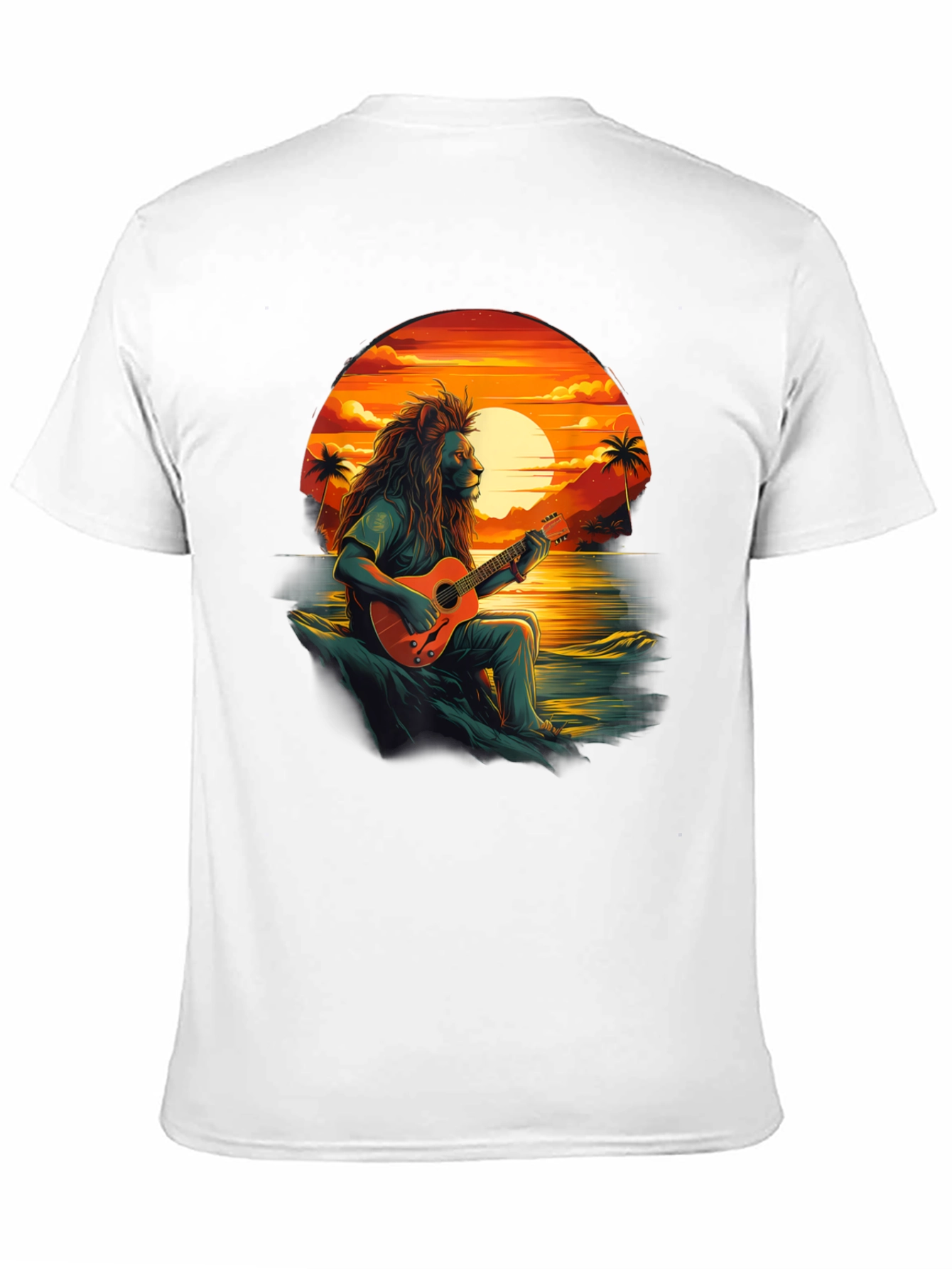 Lion Guitar Sunset Graphic Tee