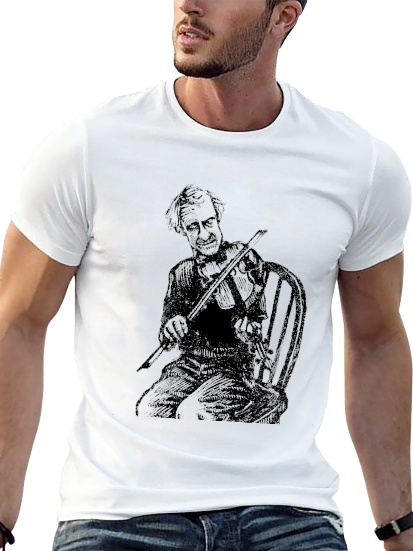 Musician Sketch T-Shirt - Black Cotton Tee
