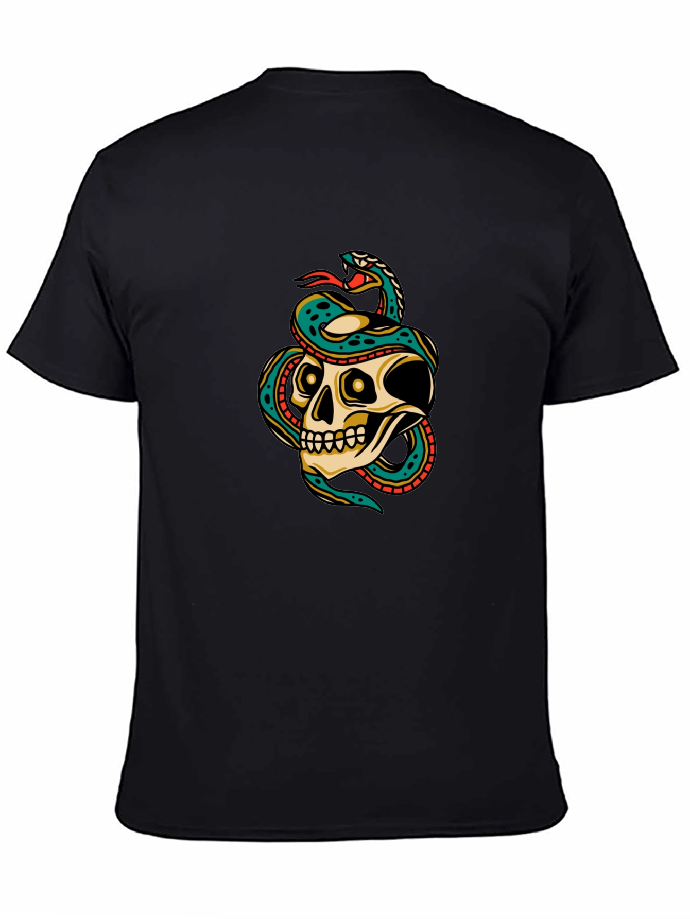 Skull and Snake Graphic Tee - Mens Black T-Shirt
