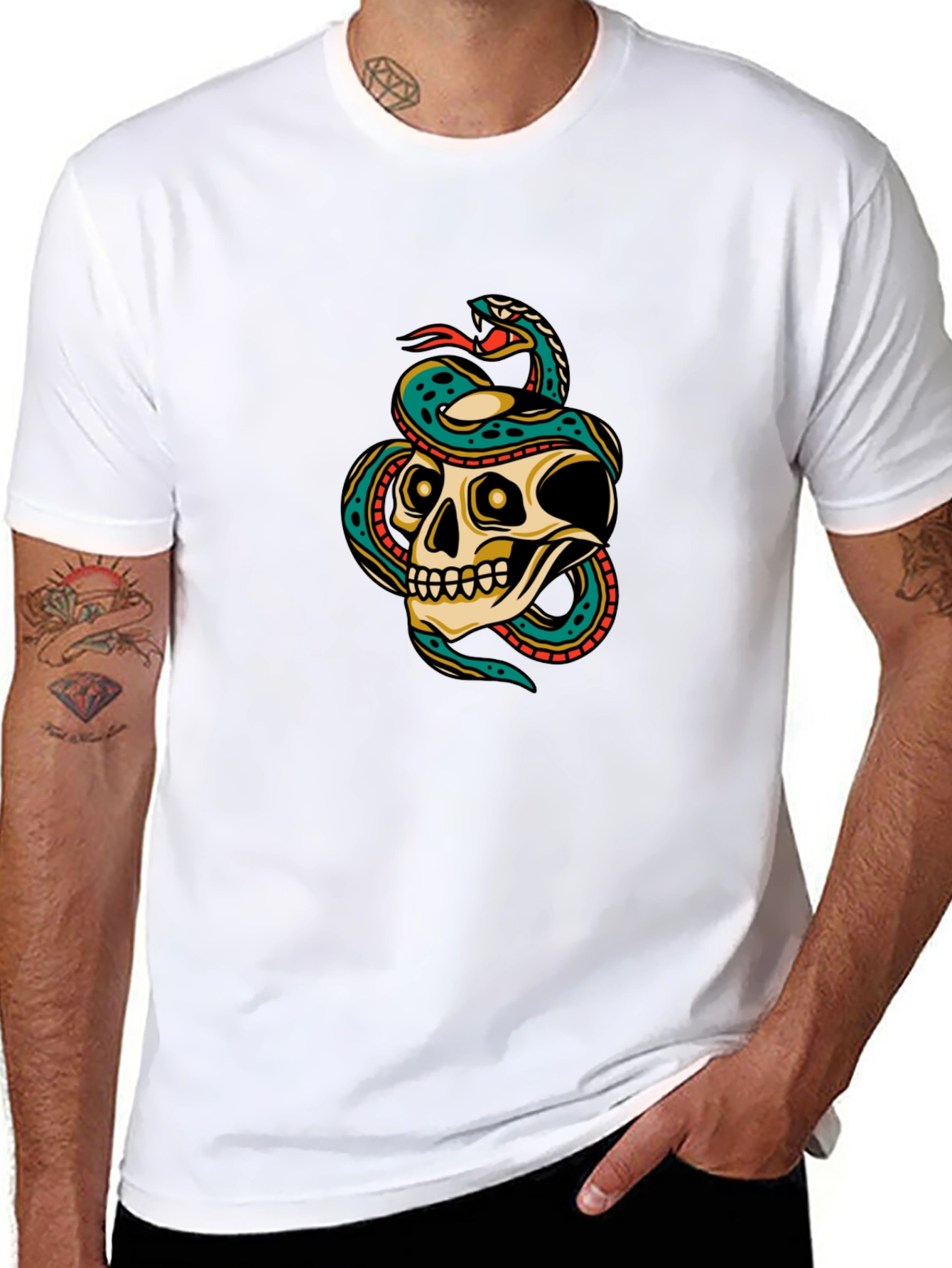 Skull and Snake Graphic Tee - Mens Black T-Shirt