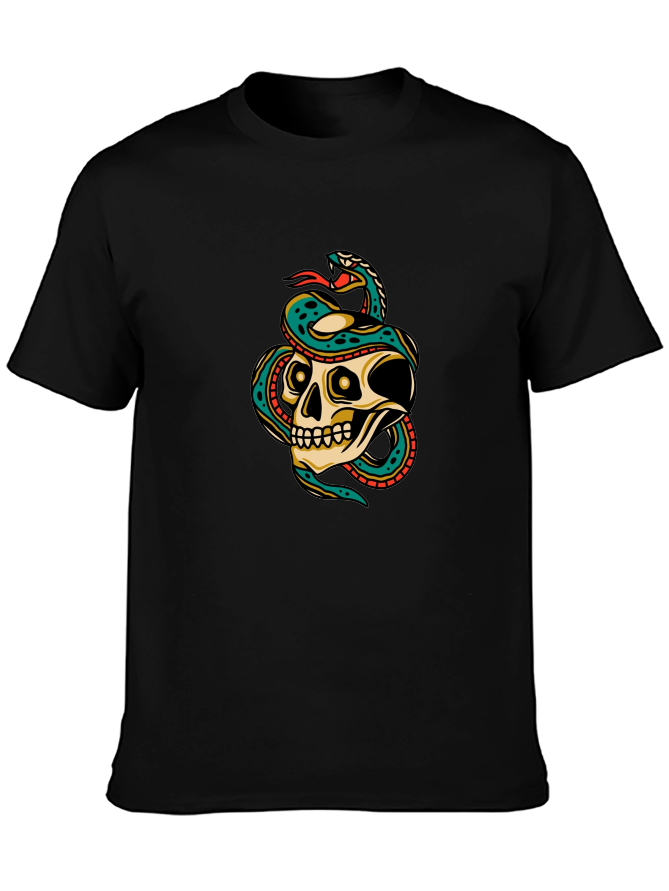 Skull and Snake Graphic Tee - Mens Black T-Shirt