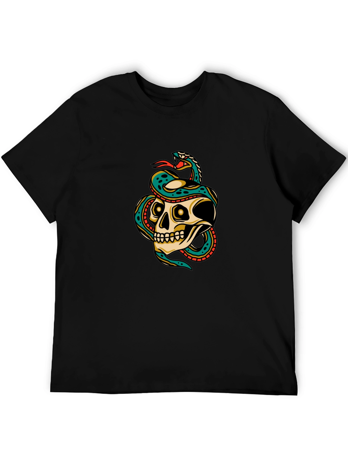 Skull and Snake Graphic Tee - Mens Black T-Shirt
