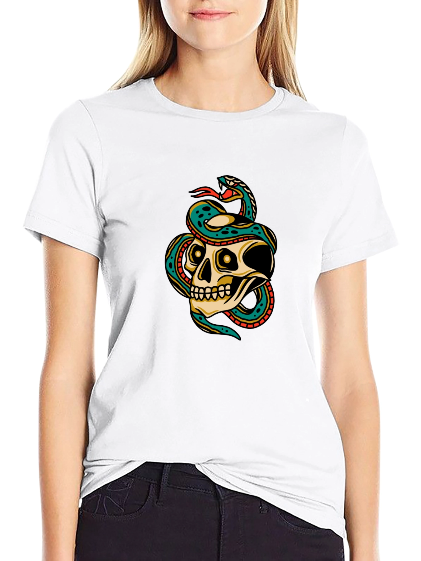 Skull and Snake Graphic Tee - Mens Black T-Shirt