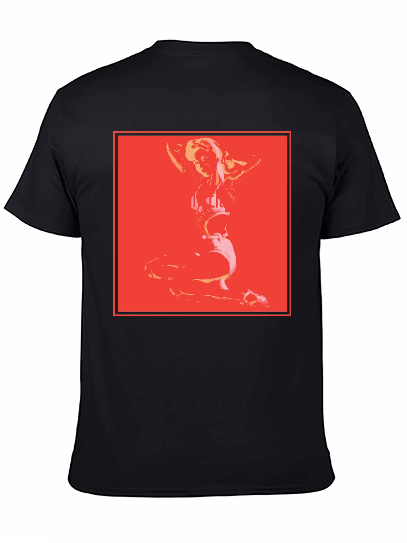 Retro Pop Art Graphic Tee - Black Cotton Blend