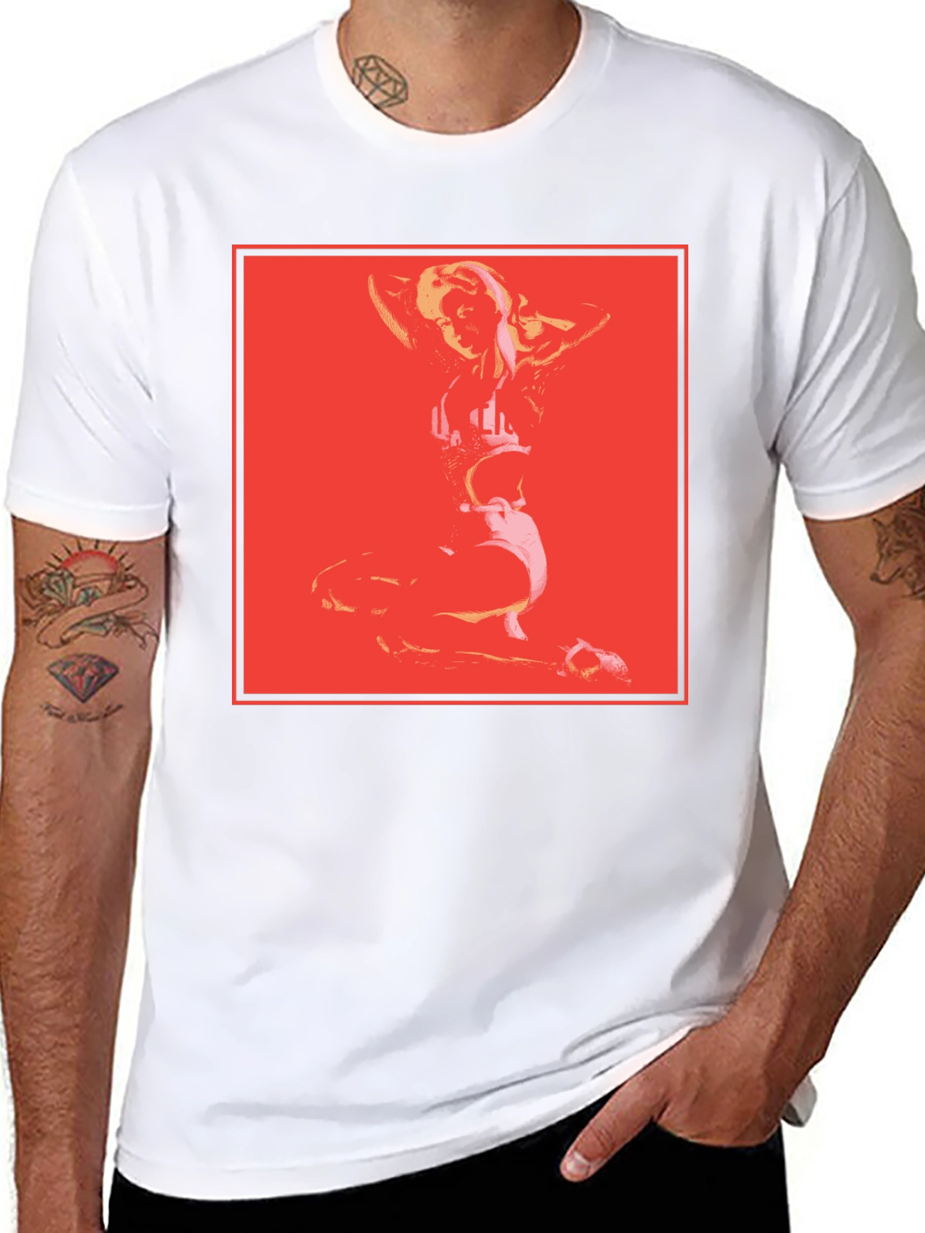 Retro Pop Art Graphic Tee - Black Cotton Blend