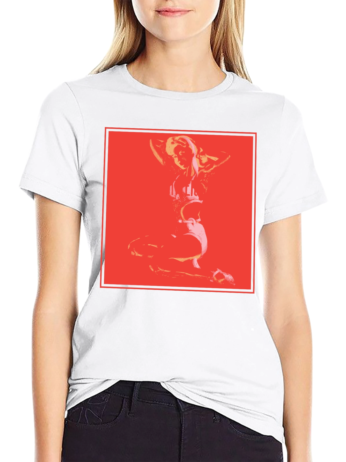 Retro Pop Art Graphic Tee - Black Cotton Blend