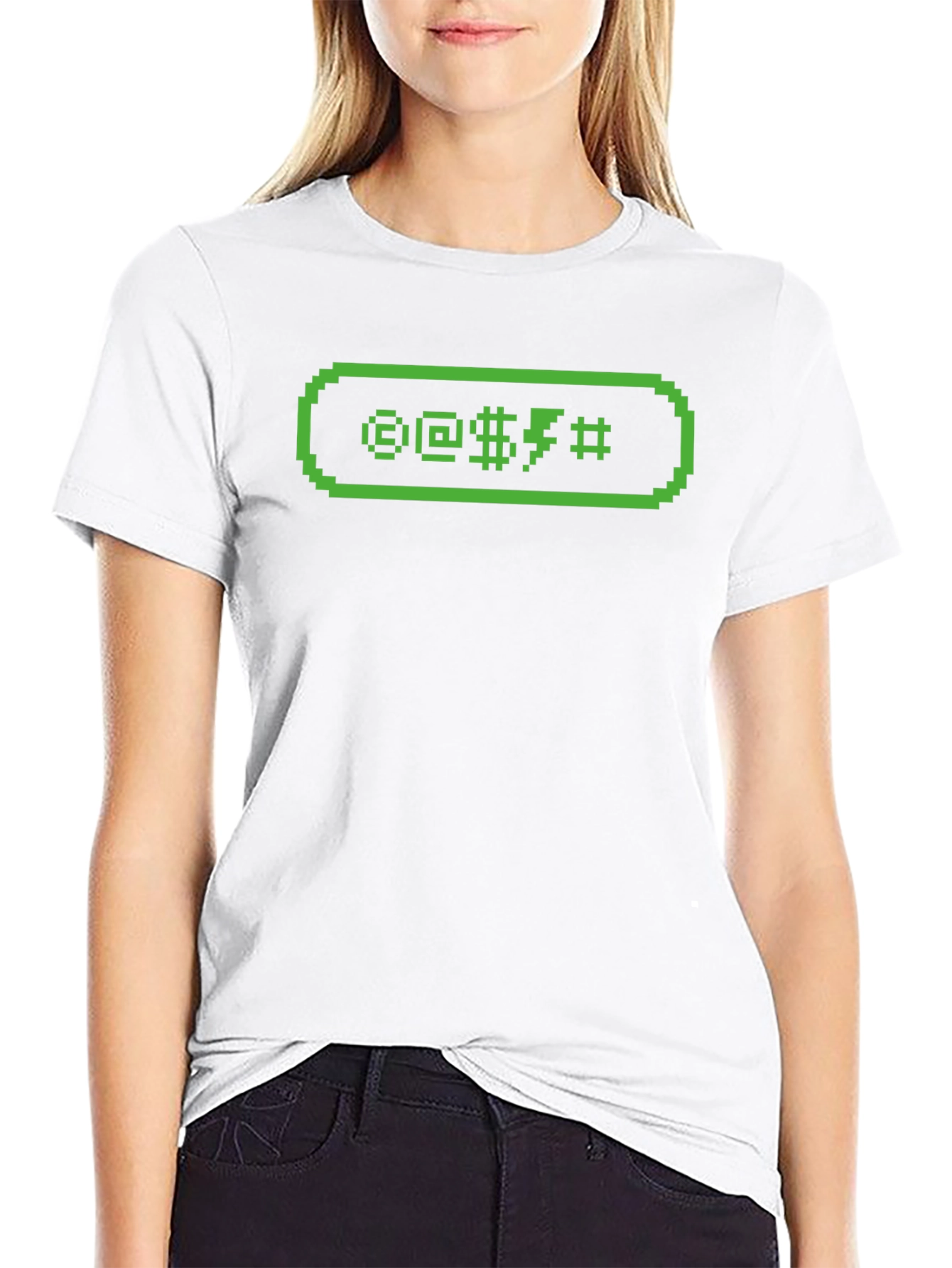 Pixelated Swearing Graphic Tee - Black T-Shirt