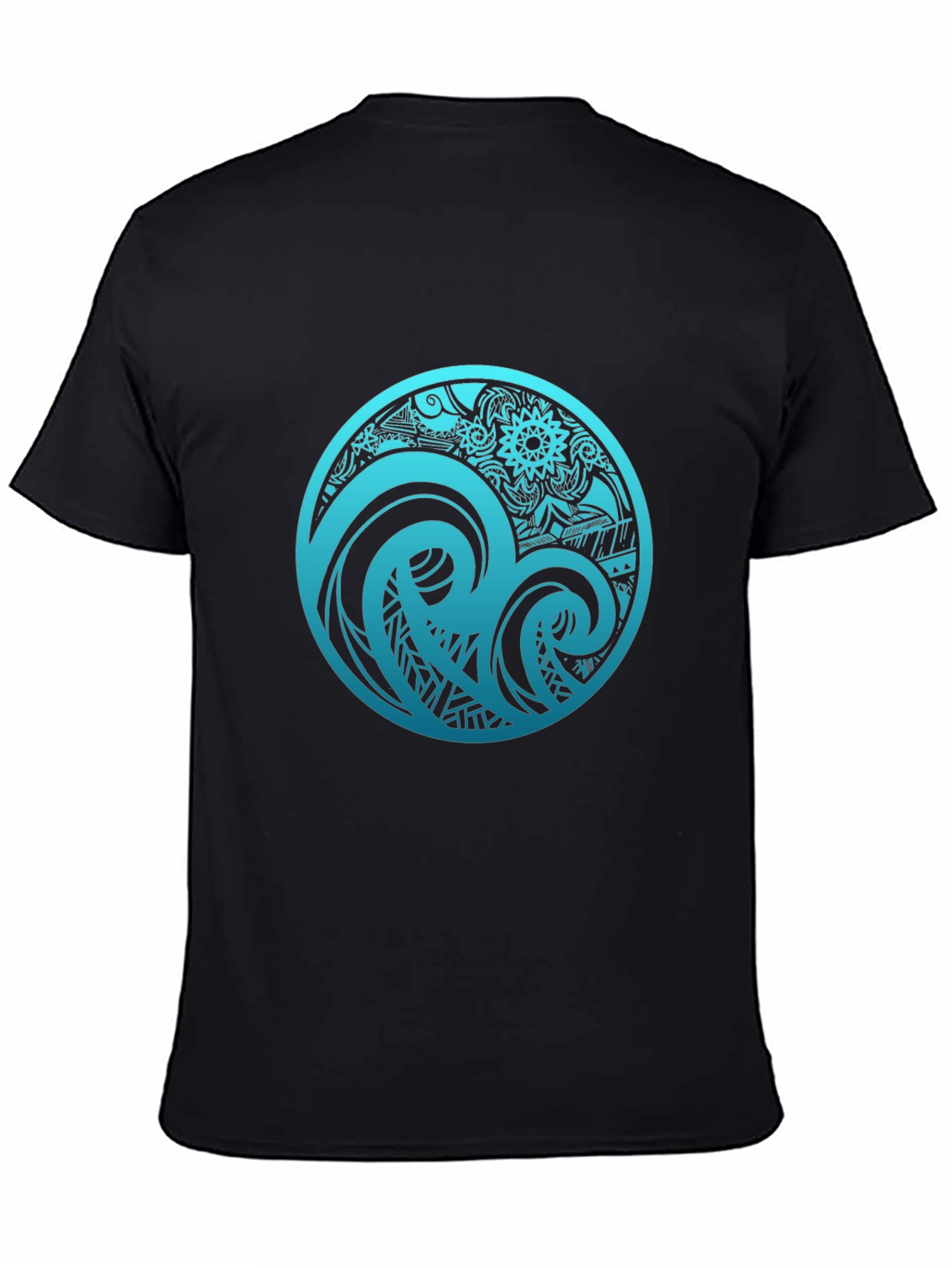 Tribal Wave Graphic T-Shirt - Black