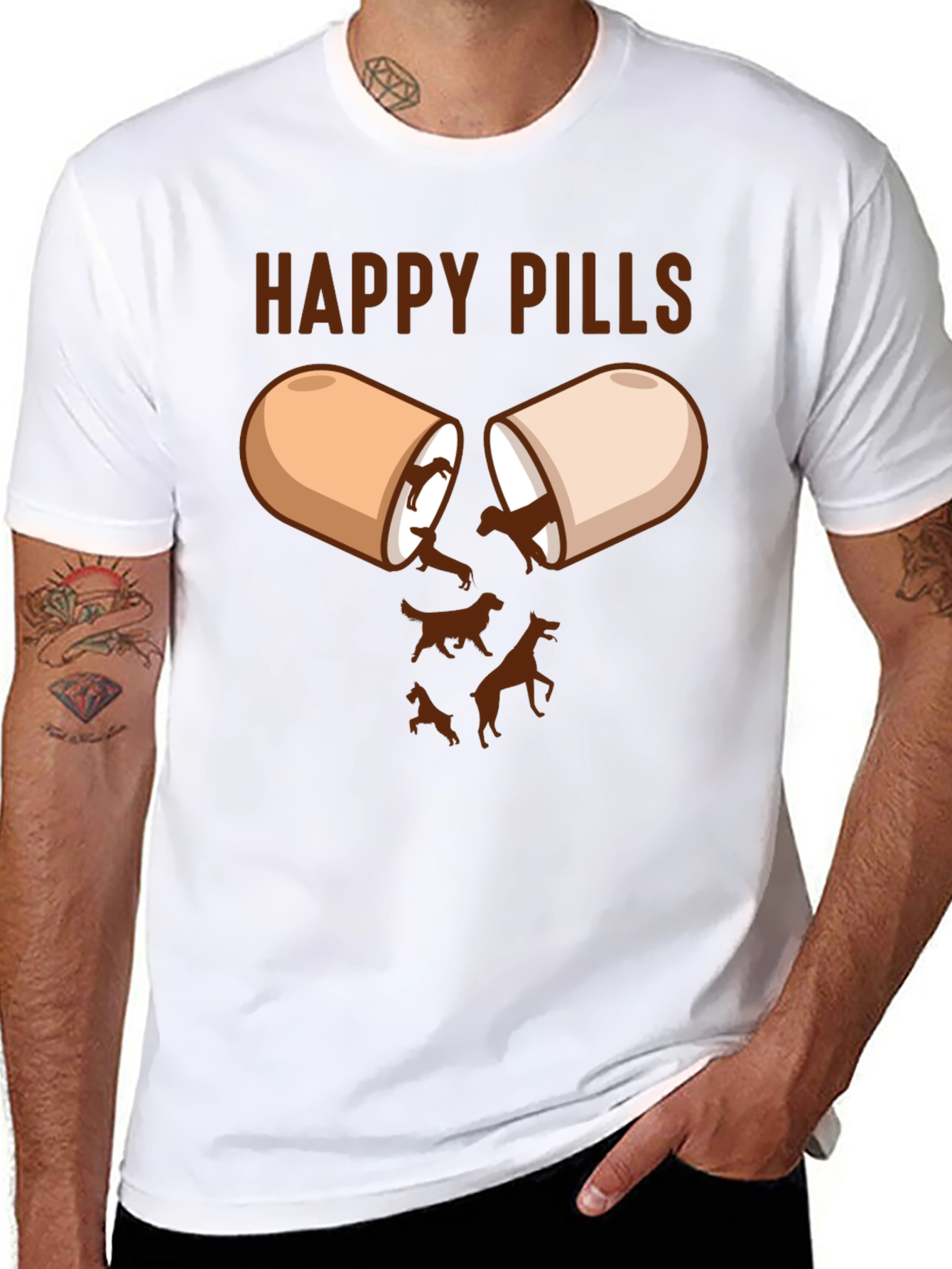 Happy Pills Dog T-Shirt Funny Canine Lover Tee