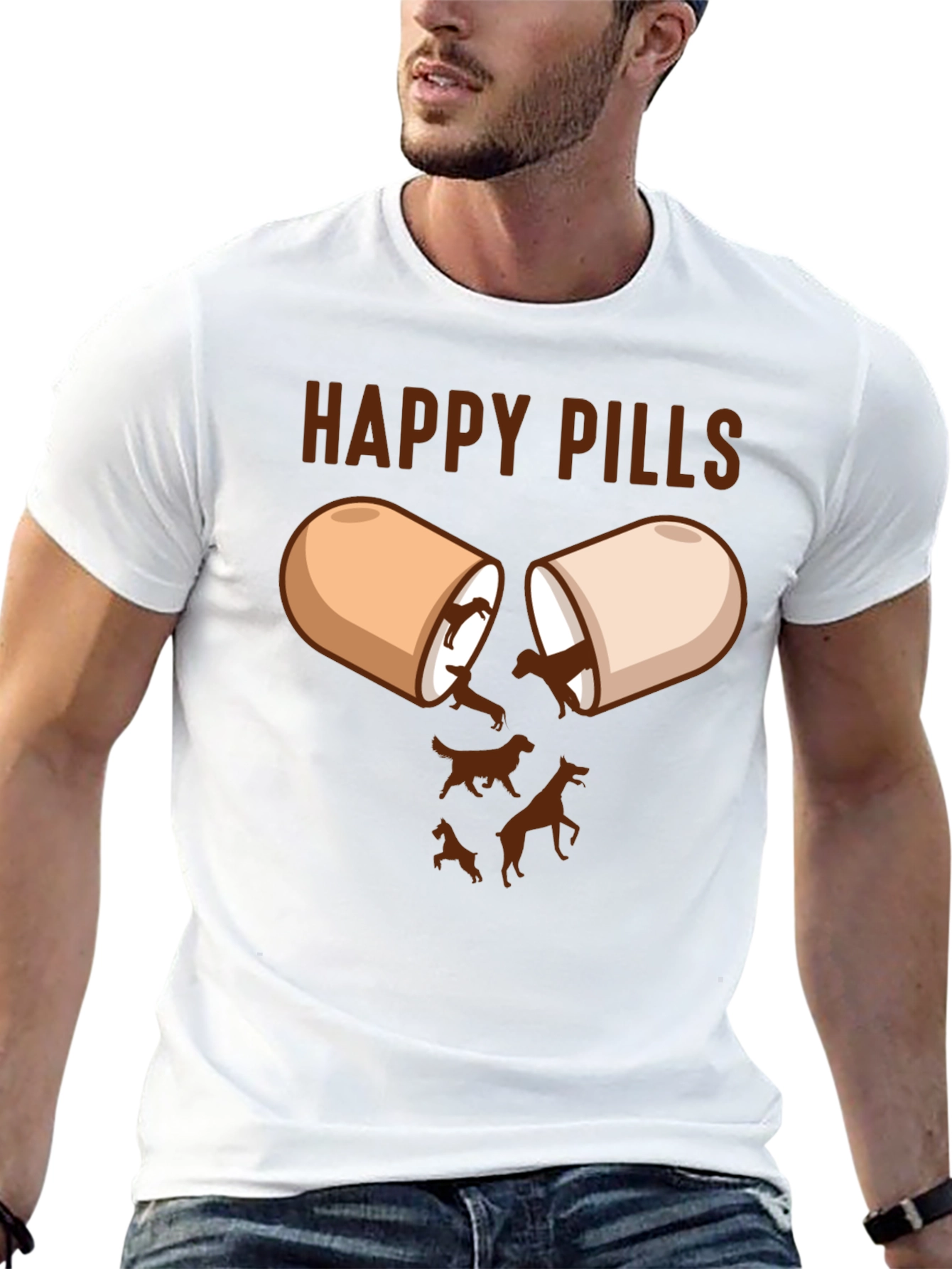 Happy Pills Dog T-Shirt Funny Canine Lover Tee