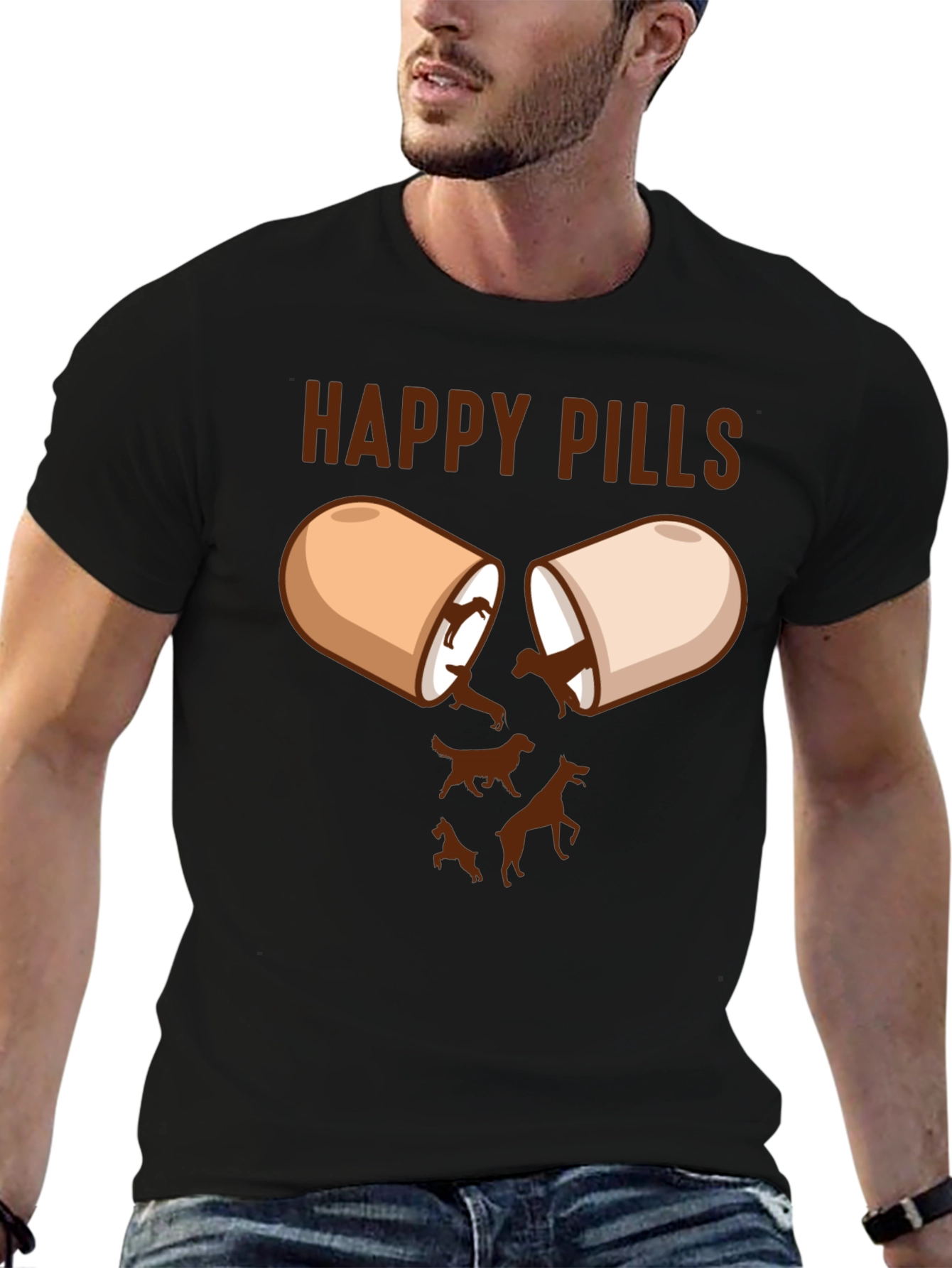 Happy Pills Dog T-Shirt Funny Canine Lover Tee