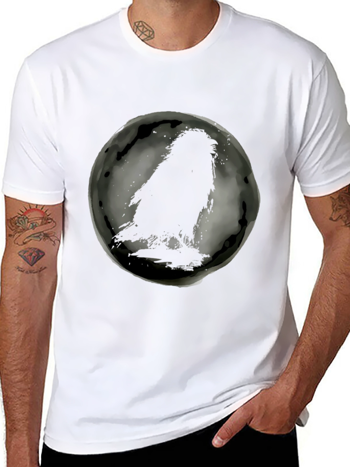 Raven Ink Circle Graphic Tee - Stylish Casual Wear