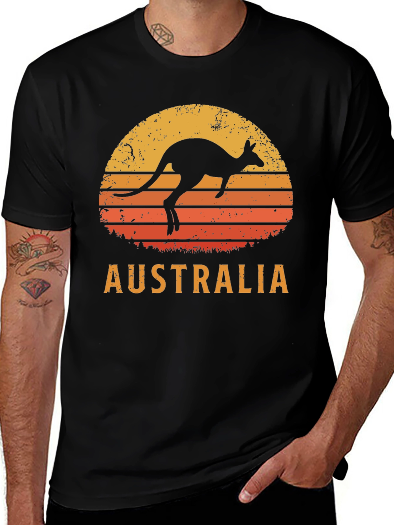 Australia Kangaroo Sunset Graphic T-Shirt