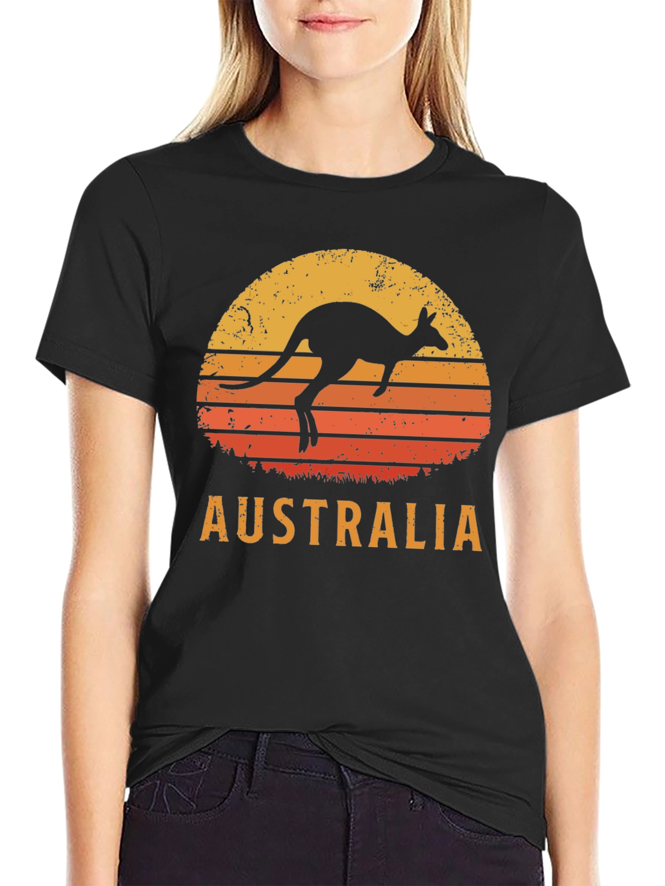 Australia Kangaroo Sunset Graphic T-Shirt