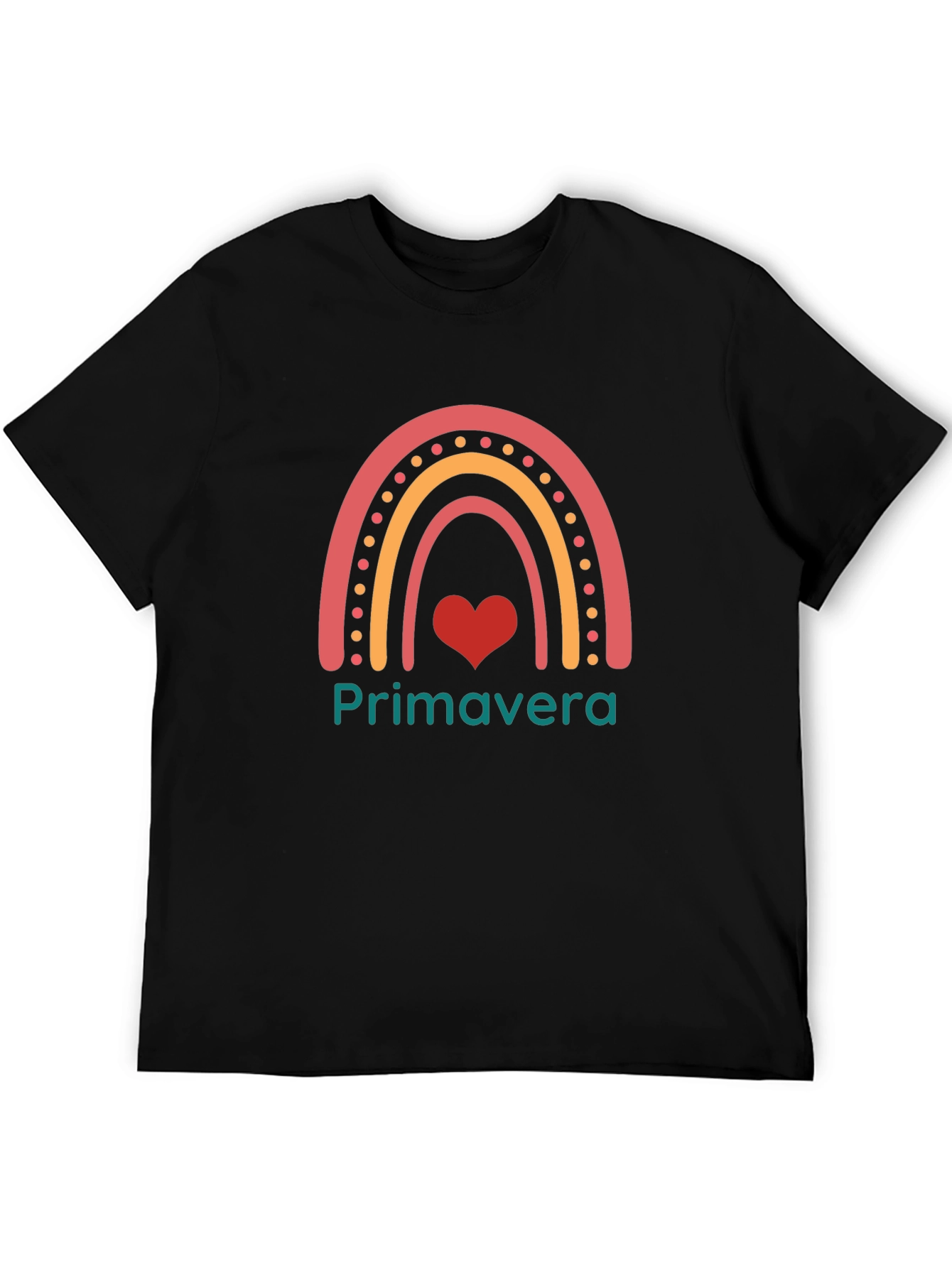 Primavera Rainbow Heart Black T-Shirt