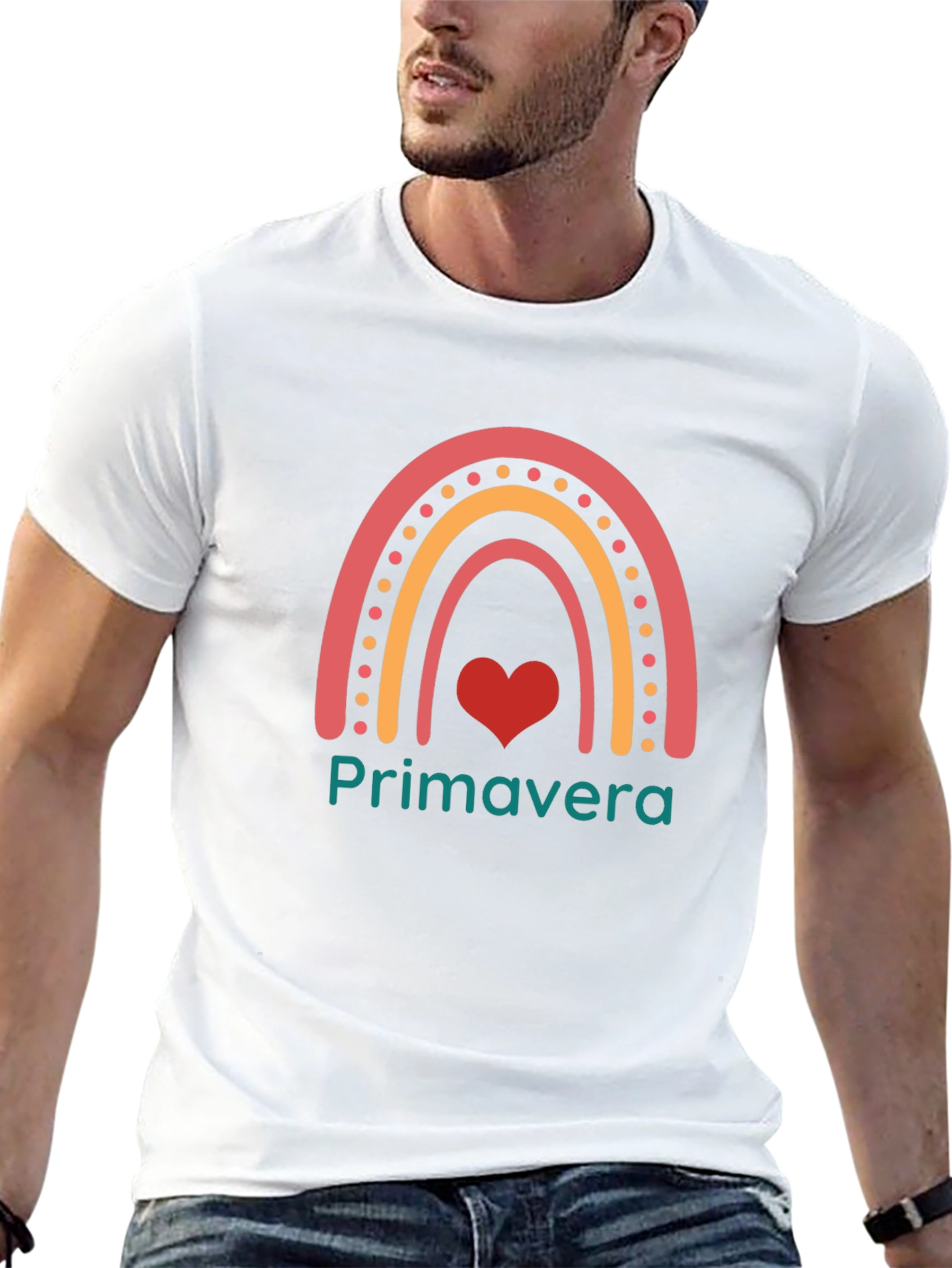Primavera Rainbow Heart Black T-Shirt