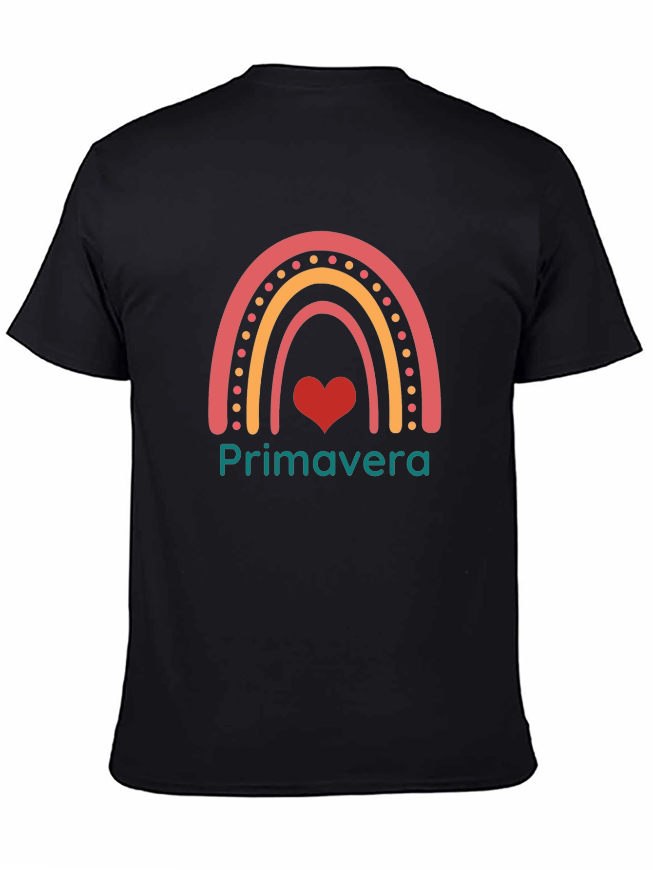 Primavera Rainbow Heart Black T-Shirt