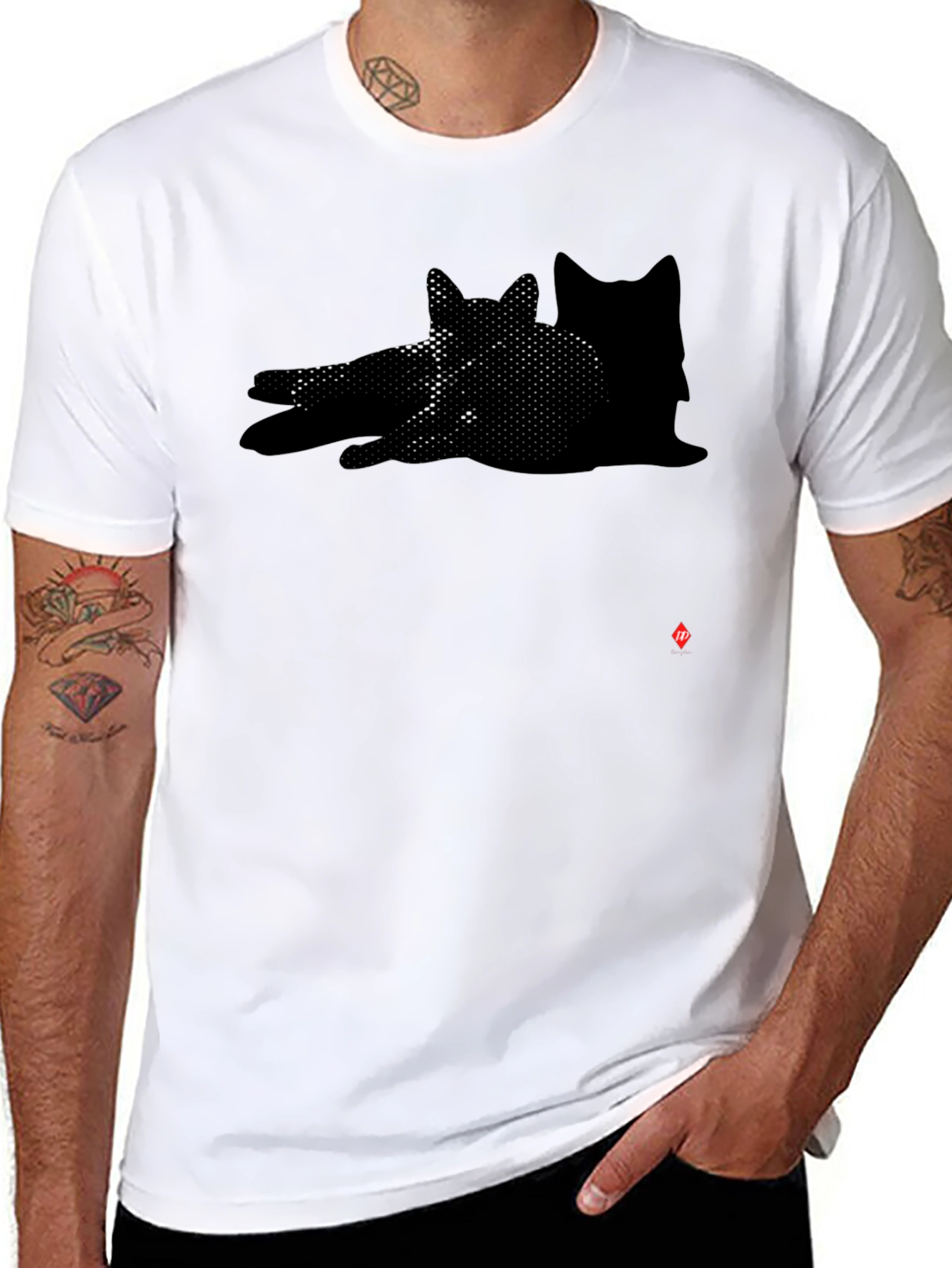 Shadow Cat Graphic Black T-Shirt