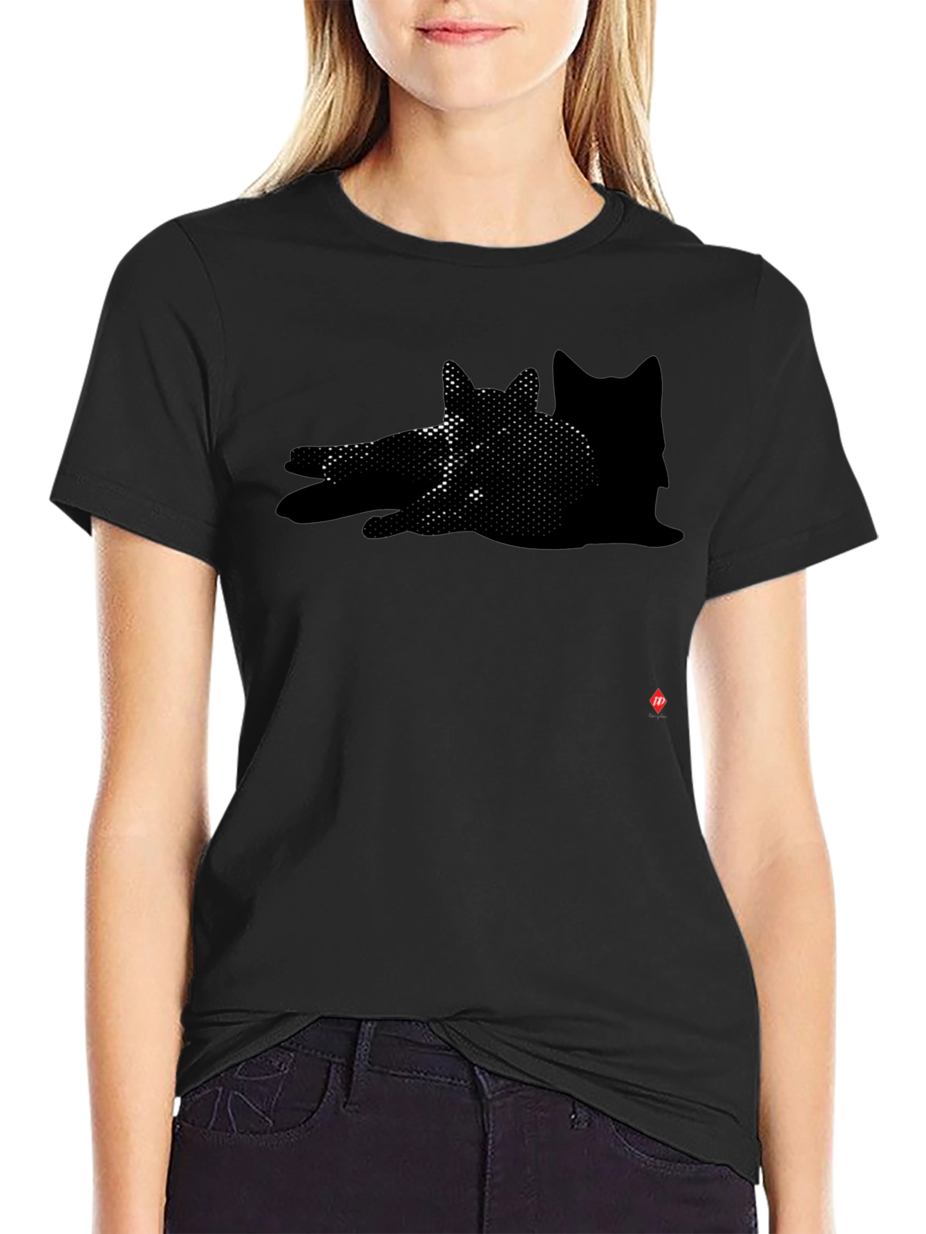 Shadow Cat Graphic Black T-Shirt