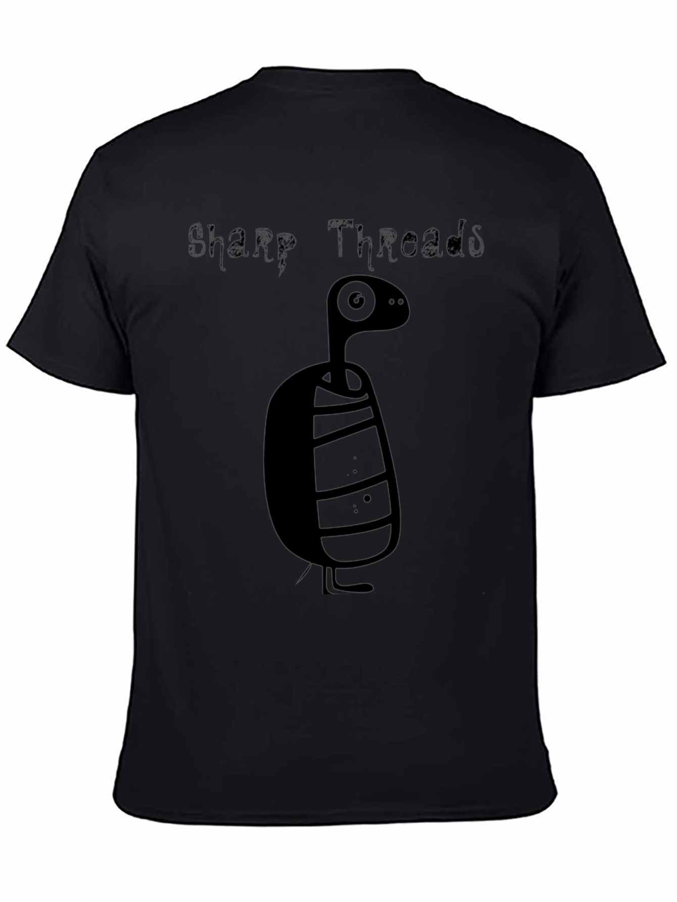 Sharp Threads Black Cartoon Creature Graphic Tee
