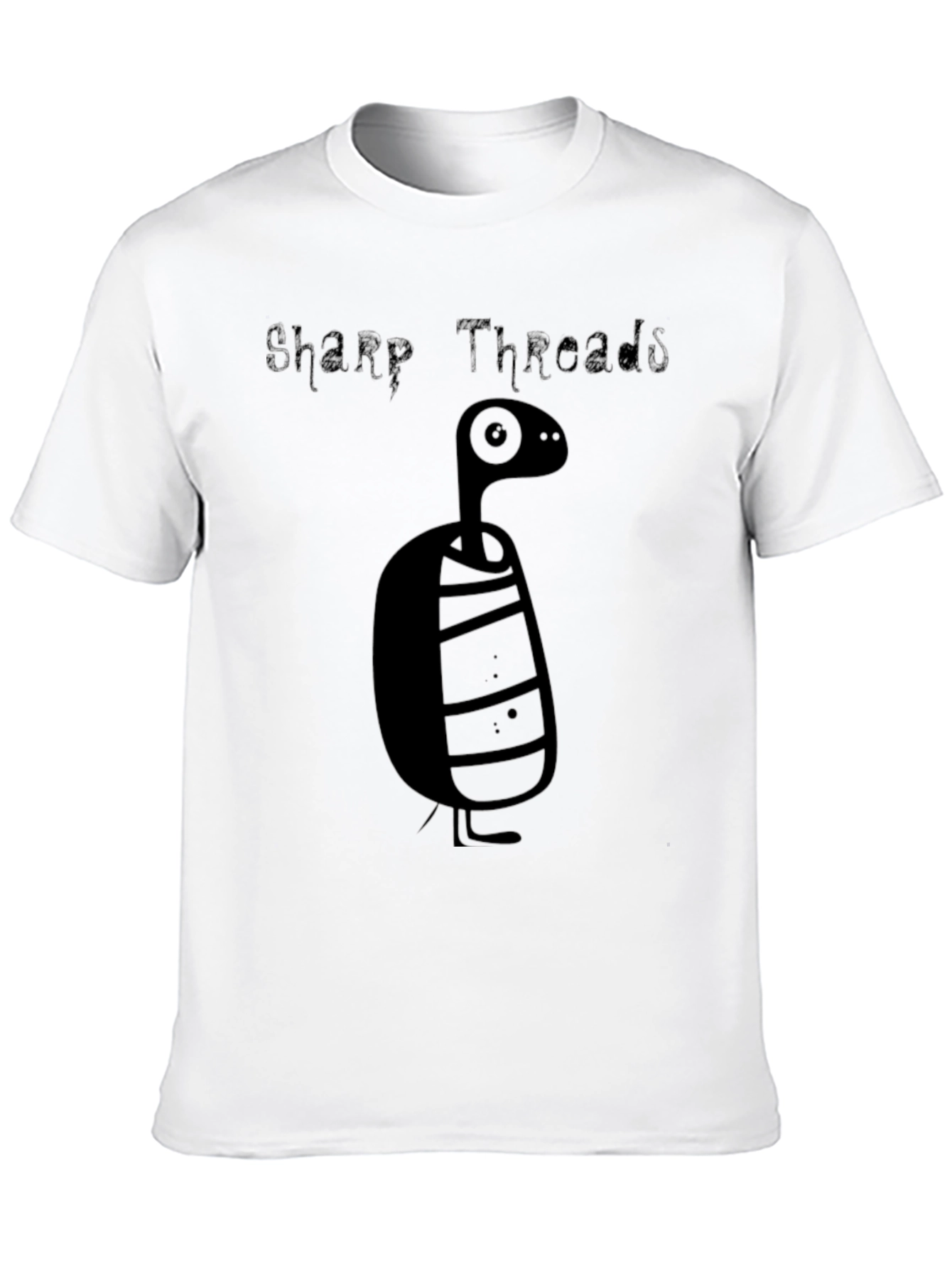 Sharp Threads Black Cartoon Creature Graphic Tee