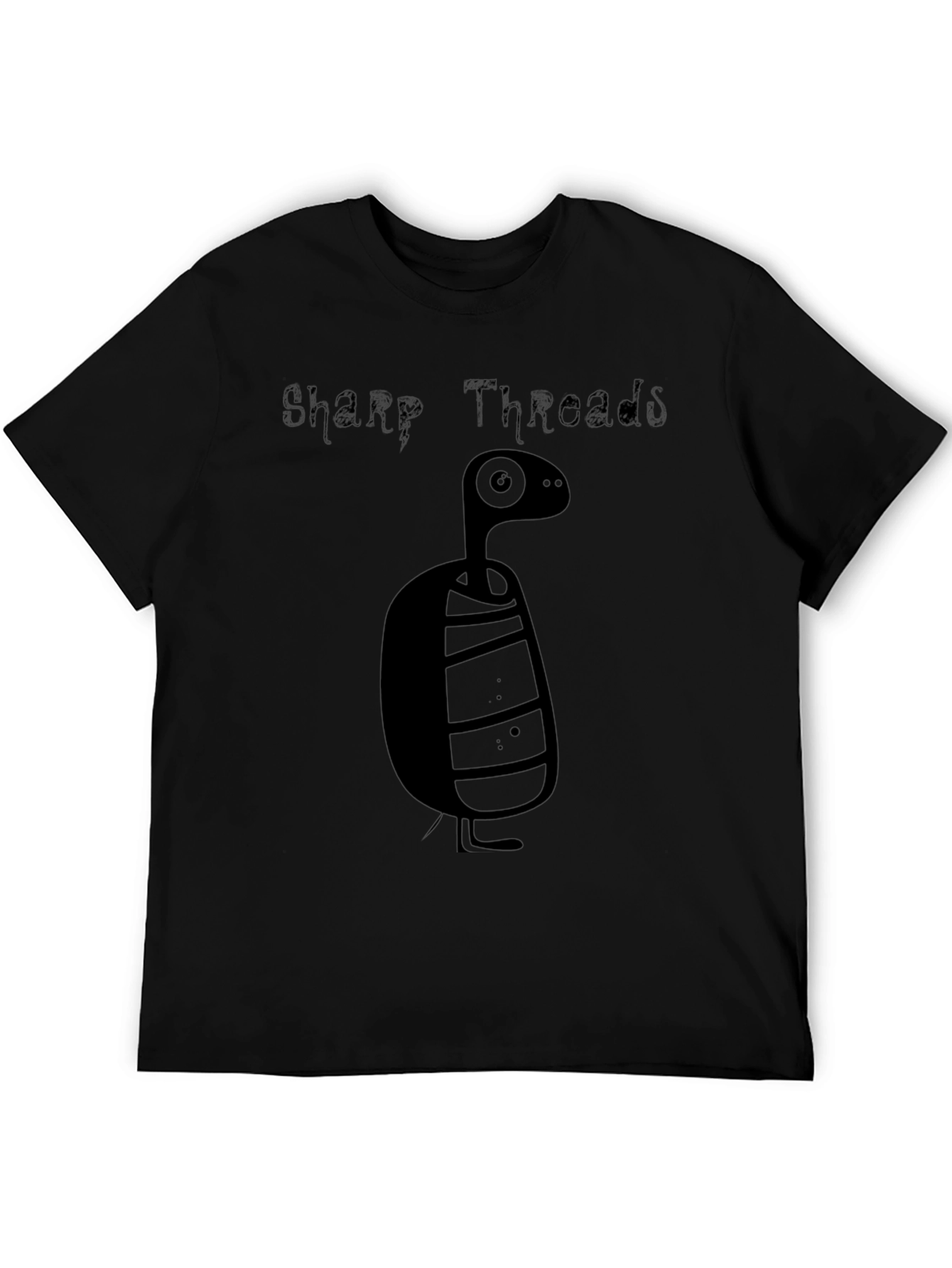 Sharp Threads Black Cartoon Creature Graphic Tee