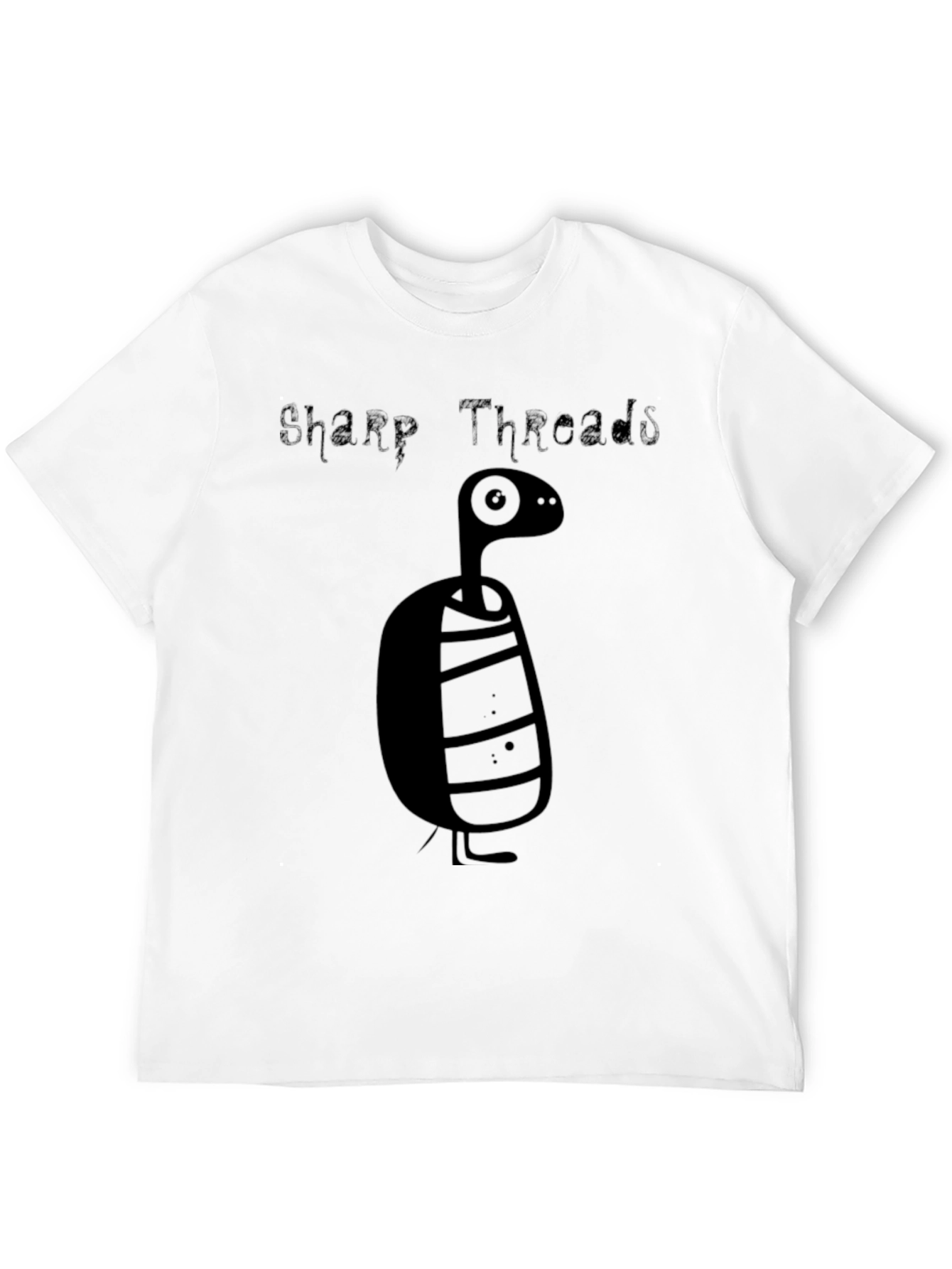 Sharp Threads Black Cartoon Creature Graphic Tee