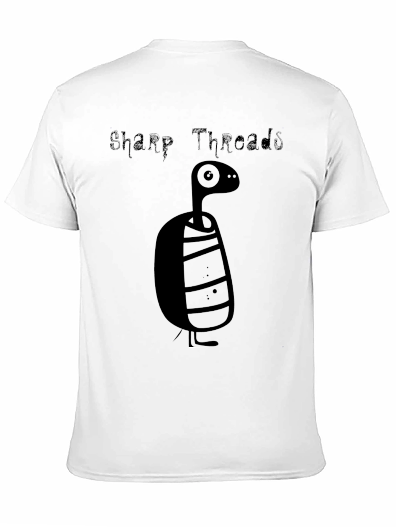Sharp Threads Black Cartoon Creature Graphic Tee